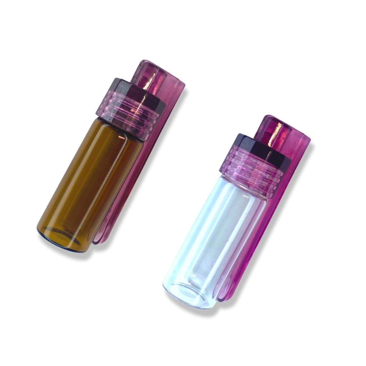 1 Großer Glas-Spender mit klappbarem Löffel & Mini-Trichter – Klar oder Braun mit lila Deckel -  from DieBallerei