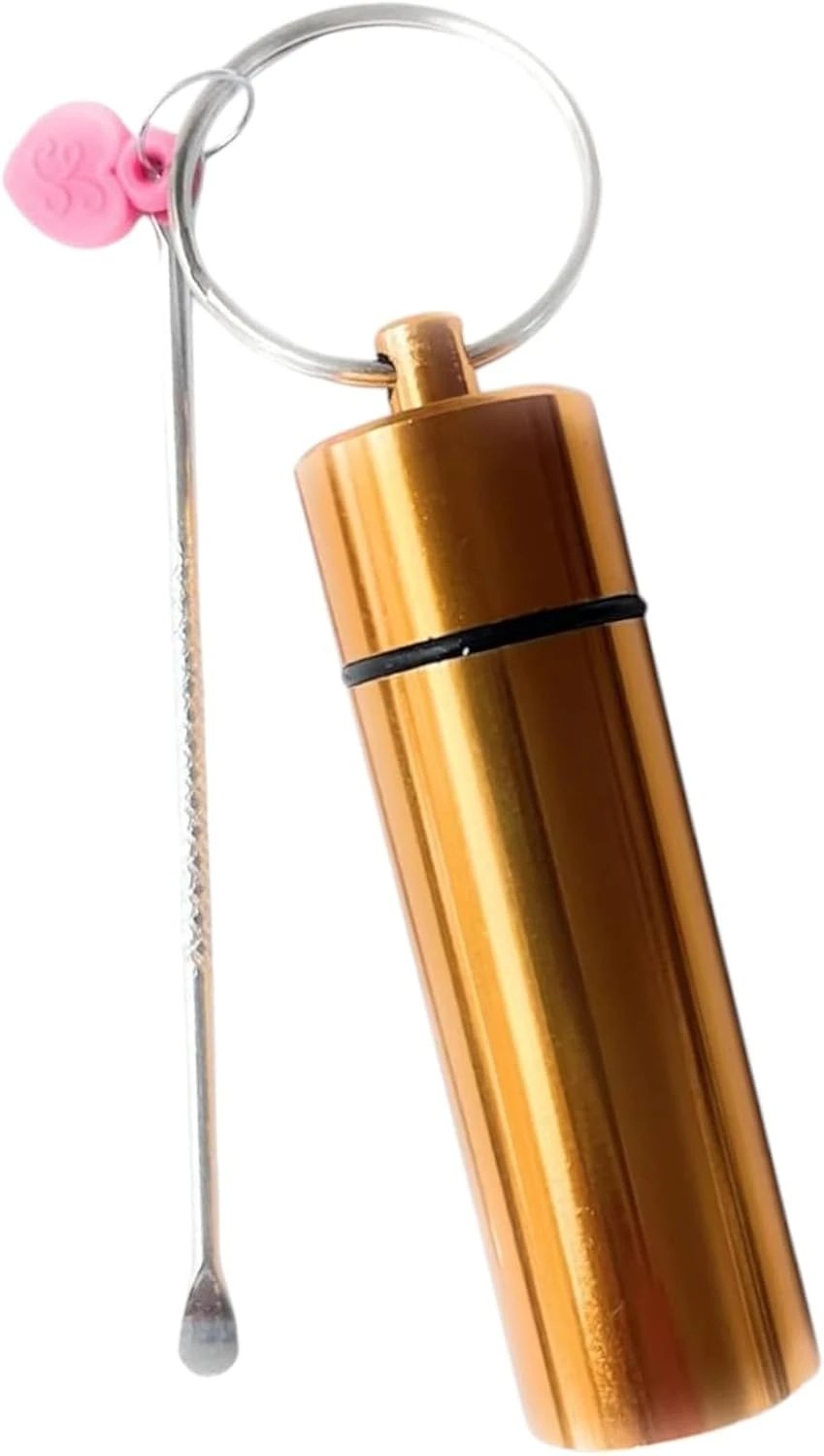 Verschließbare Aluminium-Pillenbox mit Löffel – Gold -  from DieBallerei