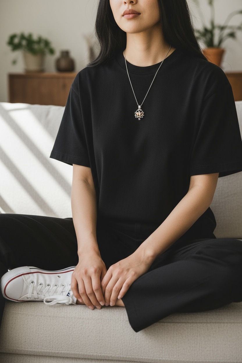 Lotus Secret Kette – Silber (mit Roségold-Kapsel)