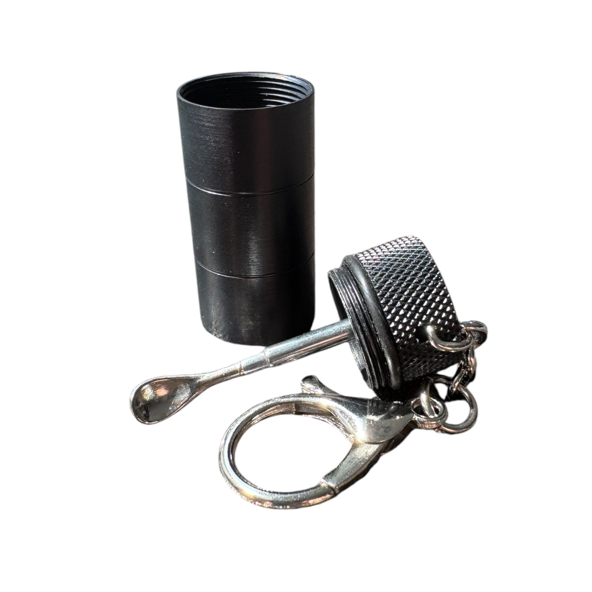 Aluminium Teleskop-Löffel im Schlüsselanhänger-Format - Schwarz