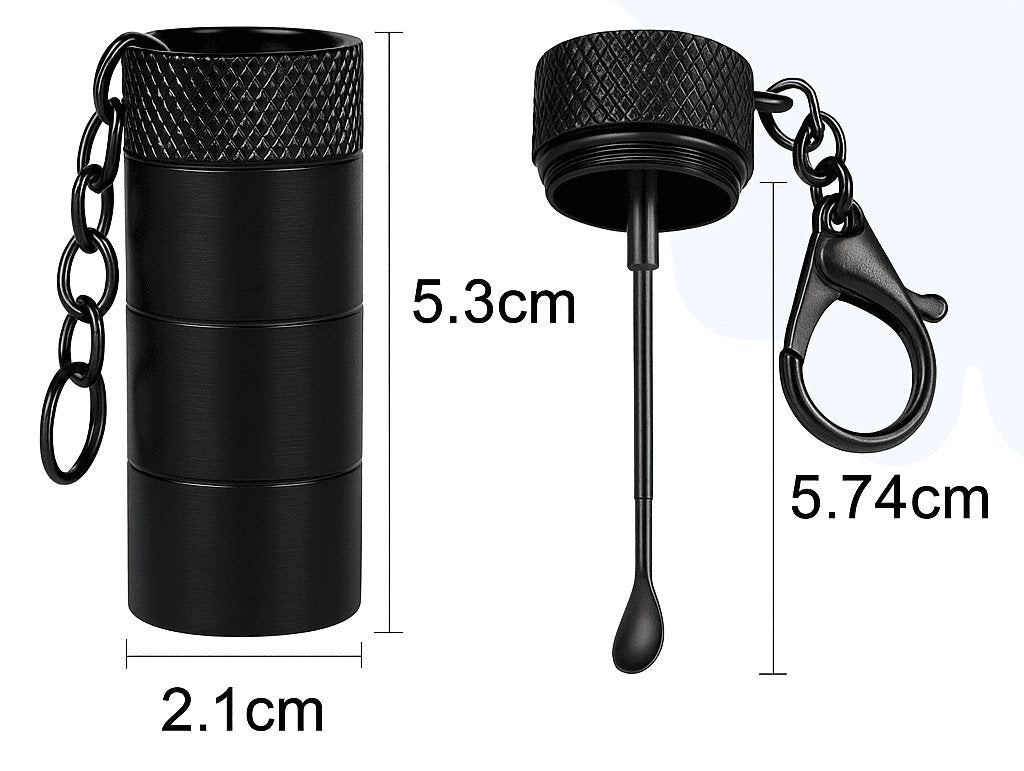 🖤 Aluminium Teleskop-Löffel im Schlüsselanhänger-Format - Schwarz