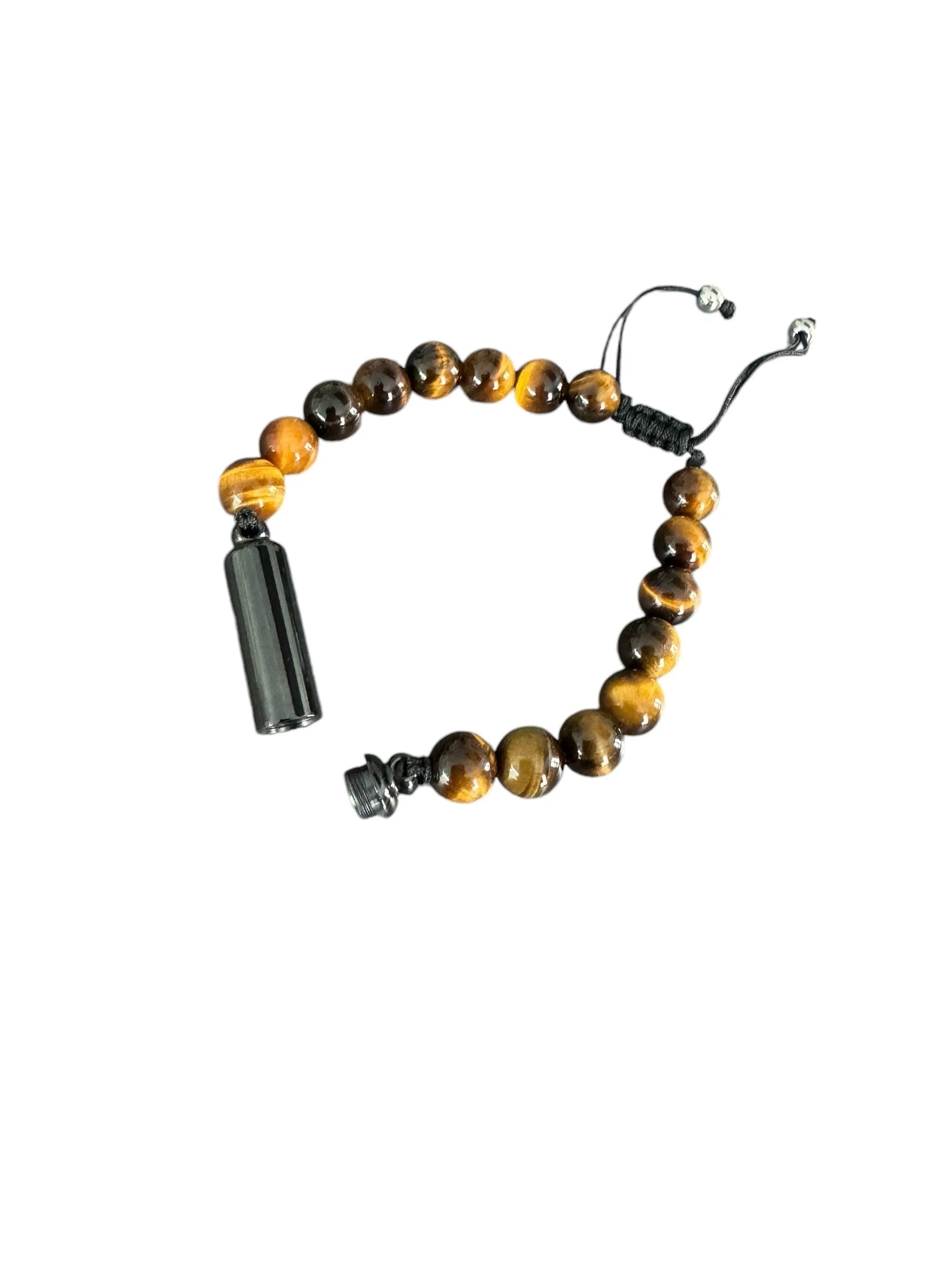 Armband Schwarz/Braun mit Versteck & Füllbarer Kapsel -  from DieBallerei