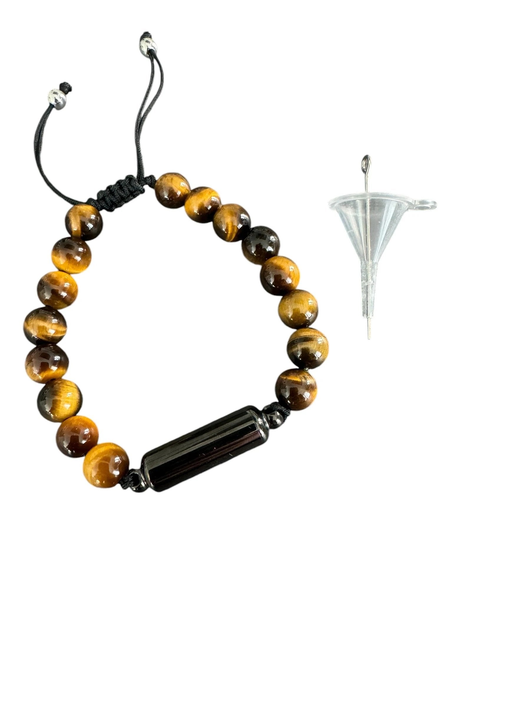 Armband Schwarz/Braun mit Versteck & Füllbarer Kapsel -  from DieBallerei