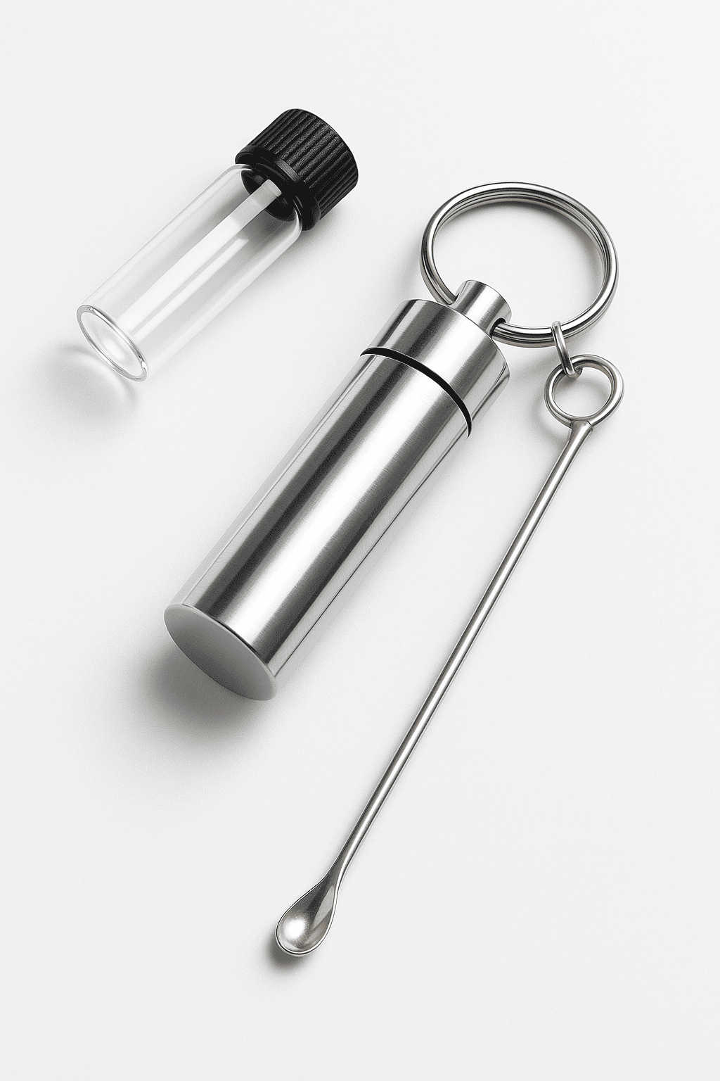 Baller-Fläschchen mit Teleskoplöffel + Aufbewahrungsbox mit Anhänger und Löffel