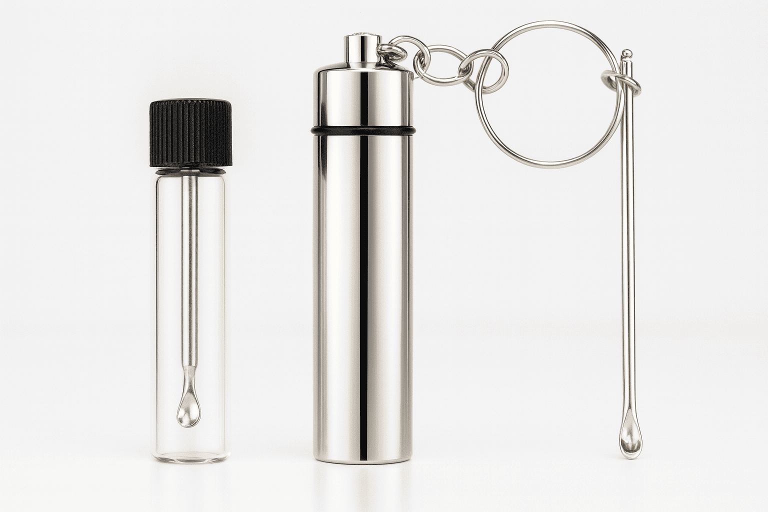 Baller-Fläschchen mit Teleskoplöffel + Aufbewahrungsbox mit Anhänger und Löffel