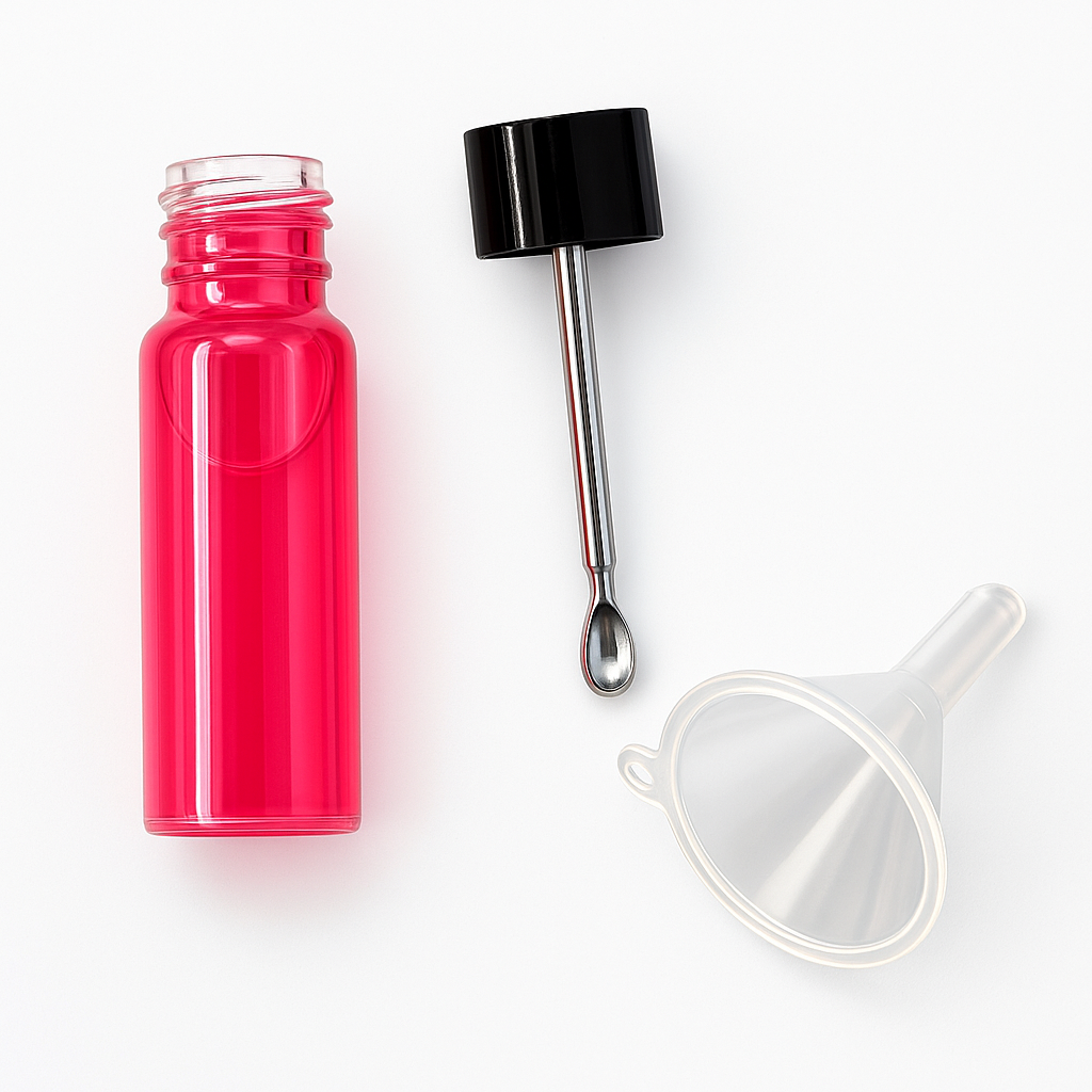 Baller-Fläschchen mit Teleskoplöffel & Mini-Trichter – MagentaPink