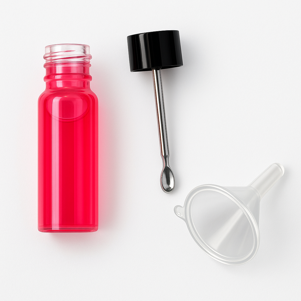Baller-Fläschchen mit Teleskoplöffel & Mini-Trichter – MagentaPink
