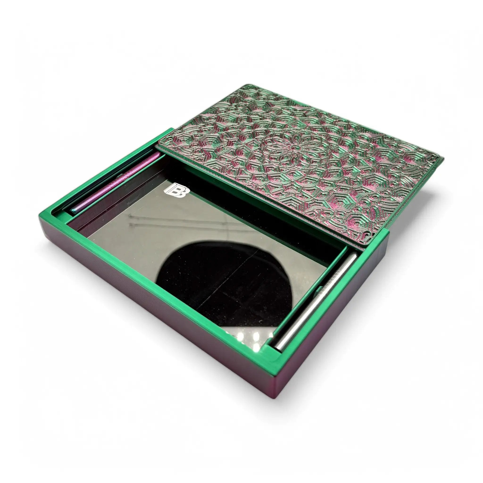 Baller-Box XL Everlasting Fractals inkl. integriertem Spiegel, 2x Röhrchen und Hack-Karten Rot / Grün -  from DieBallerei