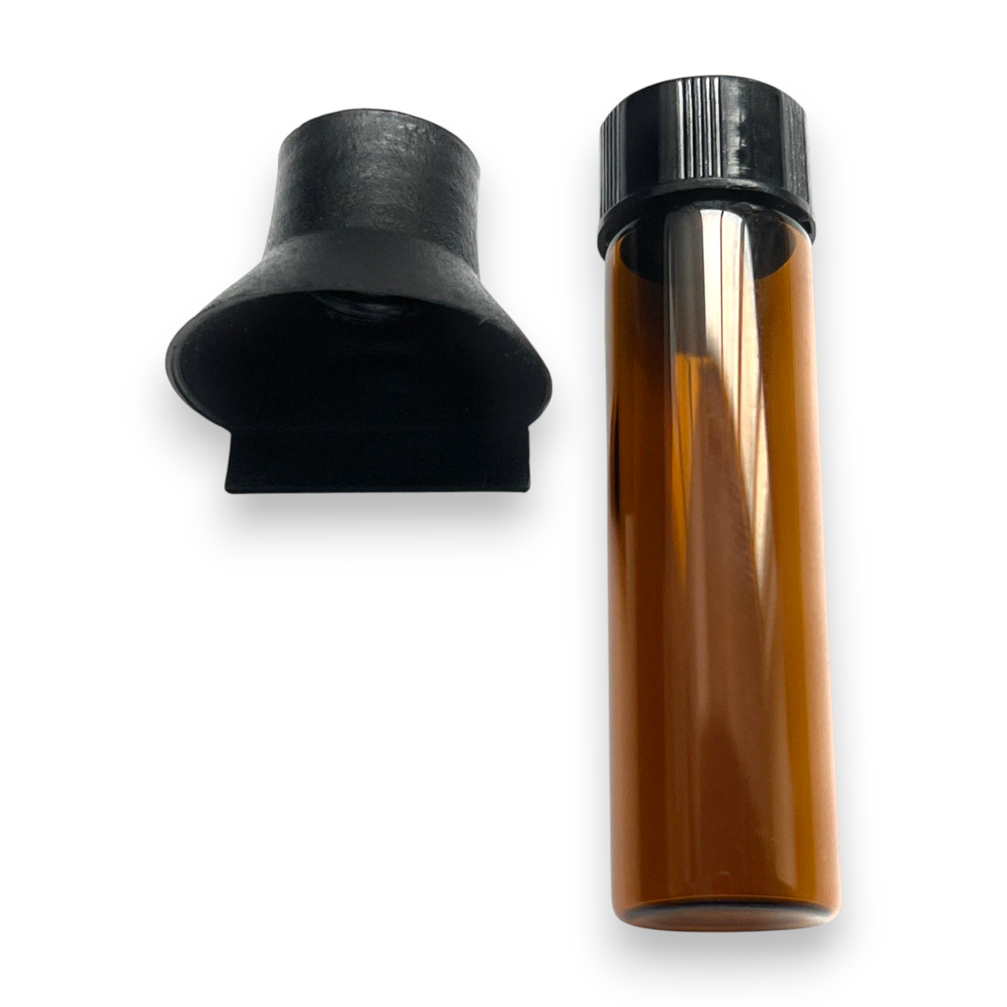 Braunes Glasfläschchen (5,8 cm) mit Schraubdeckel & Befüllhilfe