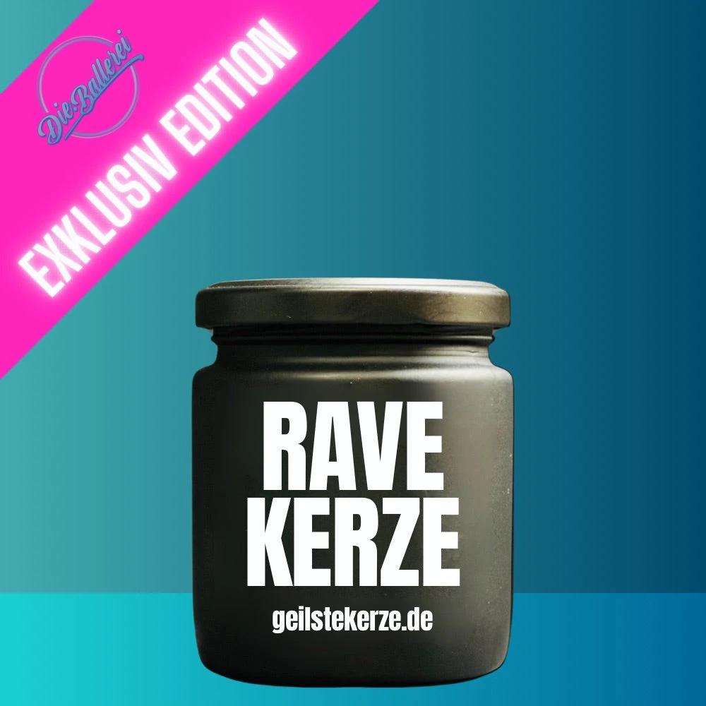 Geilste Kerze – Duftkerze „RAVE Kerze“ Weiße Schrift -  from DieBallerei
