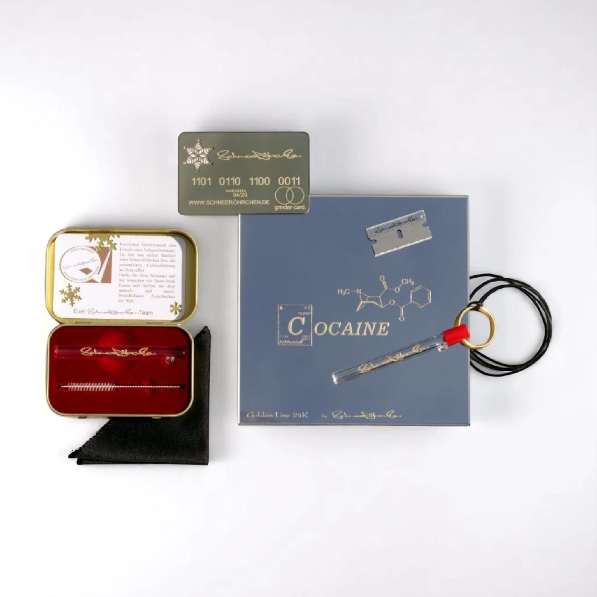 Das SchneeRöhrchen Set – Golden Line Limited Edition ✨ BB-Style Cocaine mit Molekül -  from DieBallerei