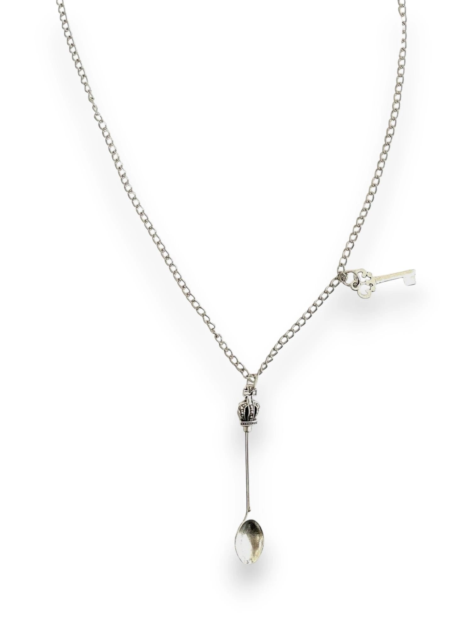 Eleganter Mini-Löffel Anhänger mit 45cm silberner Halskette und Schlüssel Charm Anhänger -  from DieBallerei