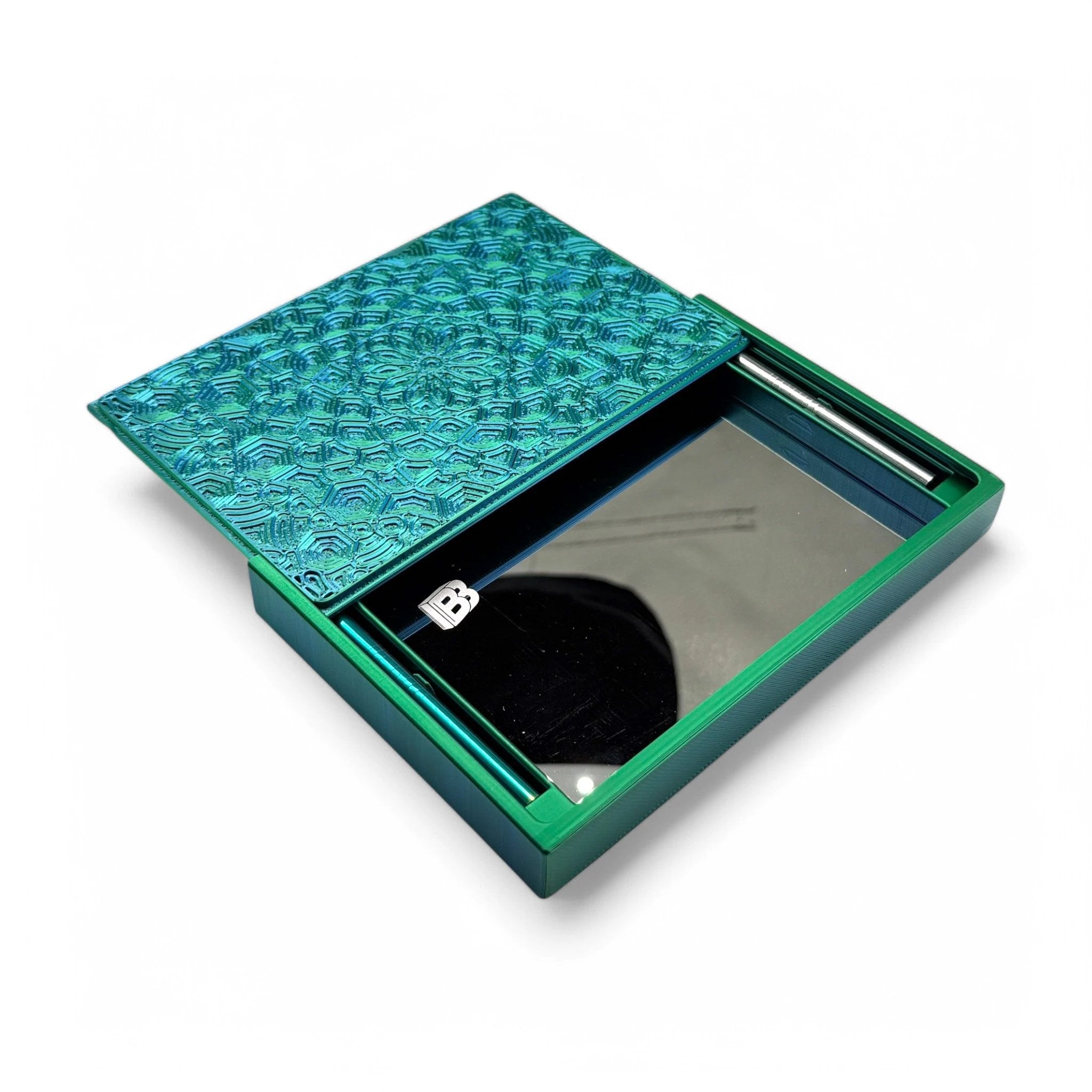 Baller-Box XL Everlasting Fractals inkl. integriertem Spiegel, 2x Röhrchen und Hack-Karten Blau / Grün -  from DieBallerei