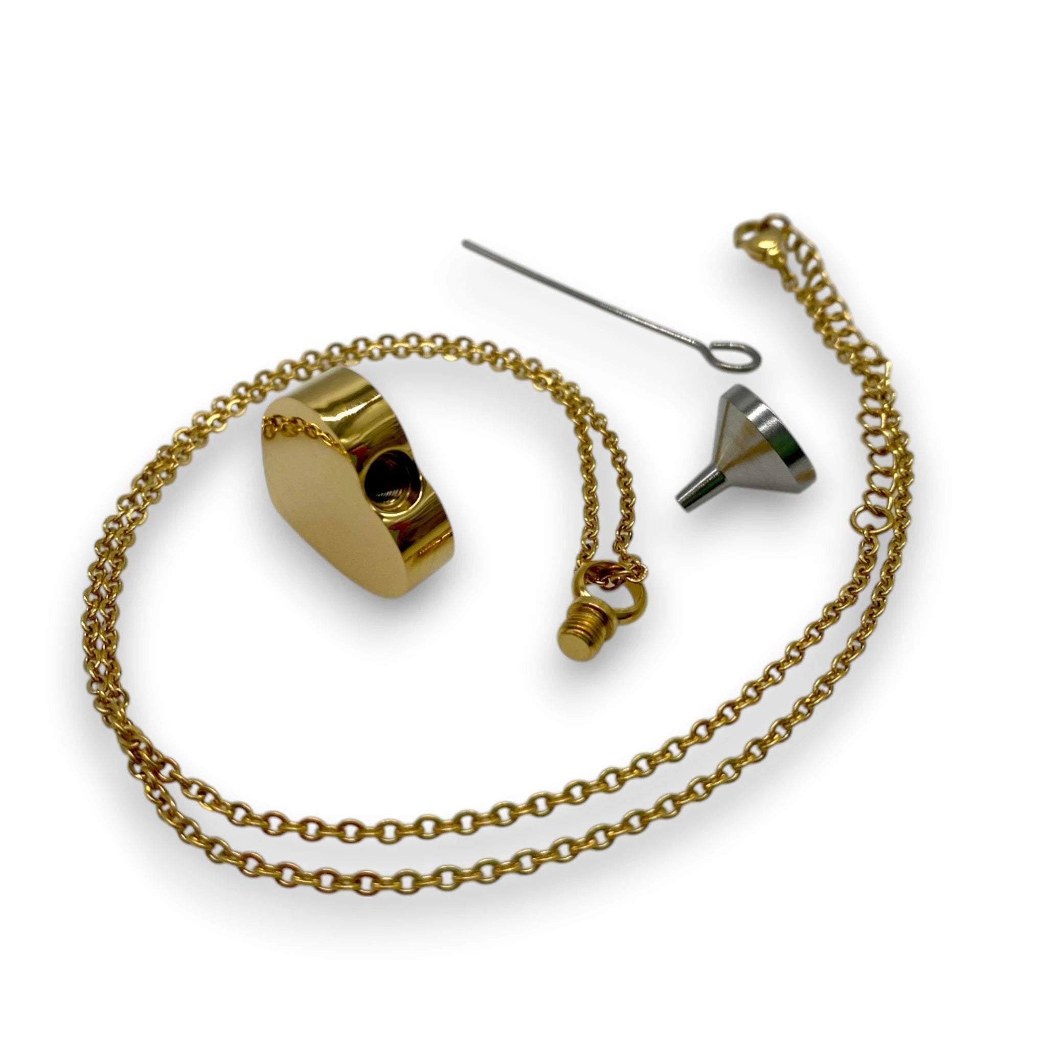 Goldene Kette mit befüllbarem Herz-Anhänger & Mini Trichter - Anhänger from DieBallerei