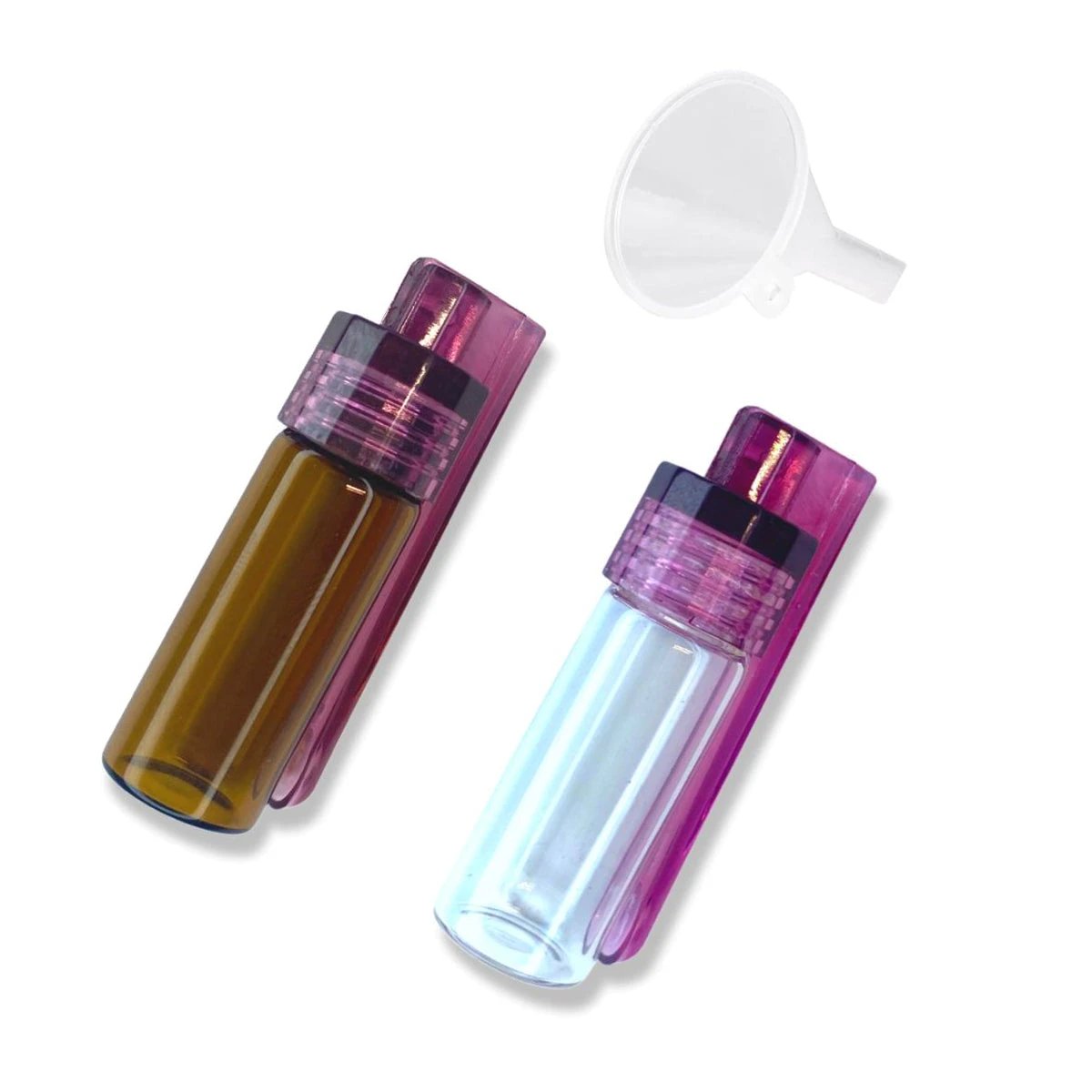 1 Großer Glas-Spender mit klappbarem Löffel & Mini-Trichter – Klar oder Braun mit lila Deckel -  from DieBallerei