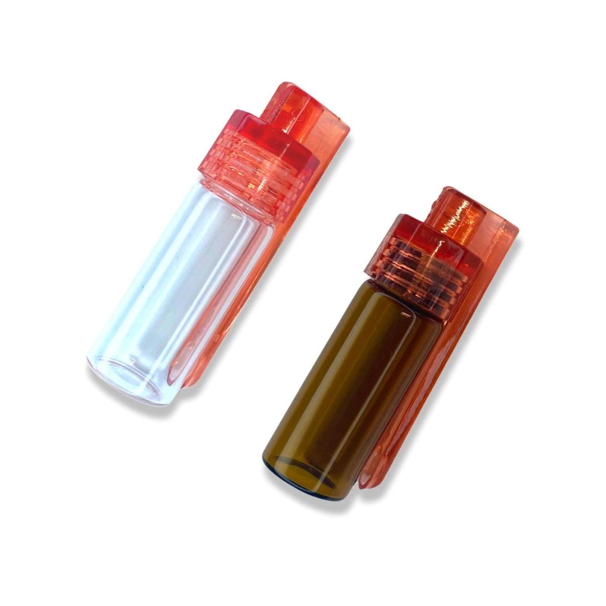 1 Großer Glas-Spender mit klappbarem Löffel & Mini-Trichter – Klar oder Braun mit rotem Deckel -  from DieBallerei