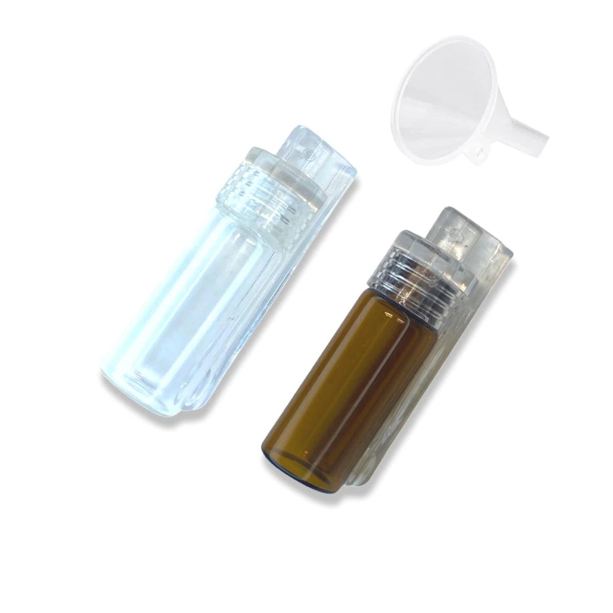 1 Großer Glas-Spender mit klappbarem Löffel & Mini-Trichter – Klar oder Braun mit transparentem Deckel -  from DieBallerei