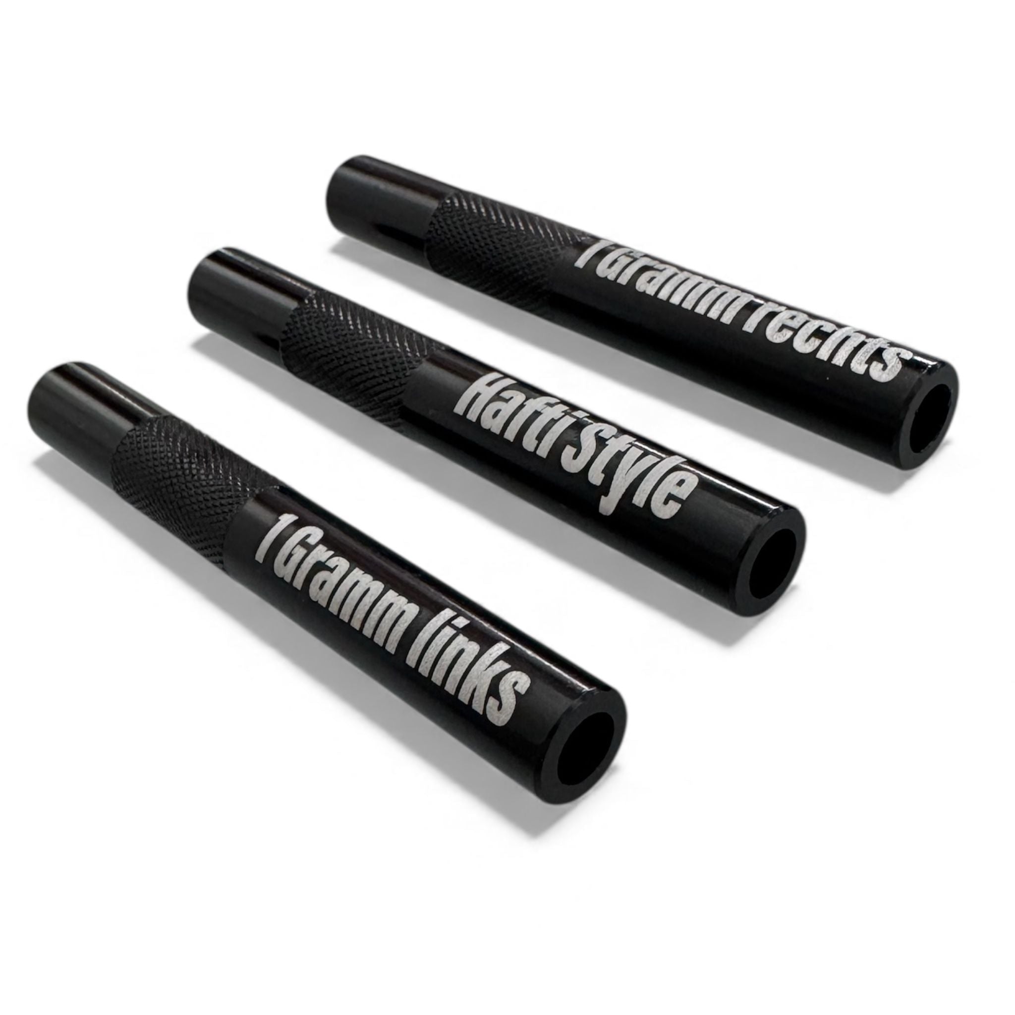 Hafti Style 3er-Set – Aluminiumröhrchen „1 Gramm links / 1 Gramm rechts / Hafti Style“