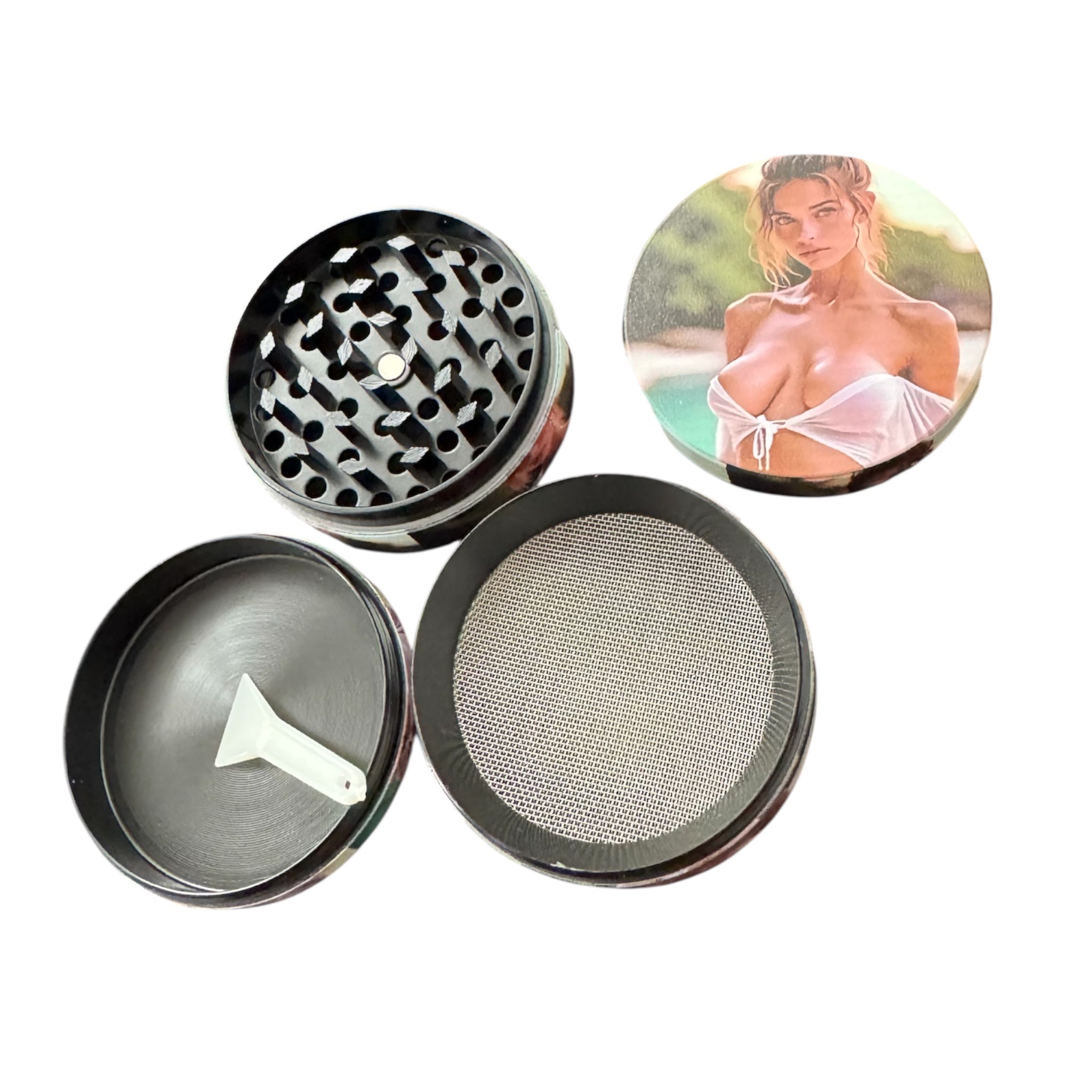 Hot & Heavy – 50 mm Grinder (4-teilig) mit sexy Girl Motiv