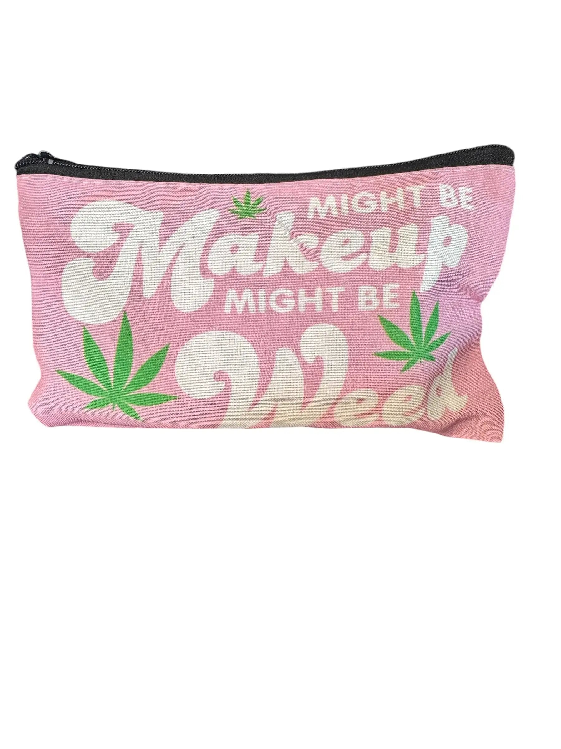 Praktischer Canvas-Beutel Rosa mit "Might be Make-up might be Weed" Aufdruck -  from DieBallerei
