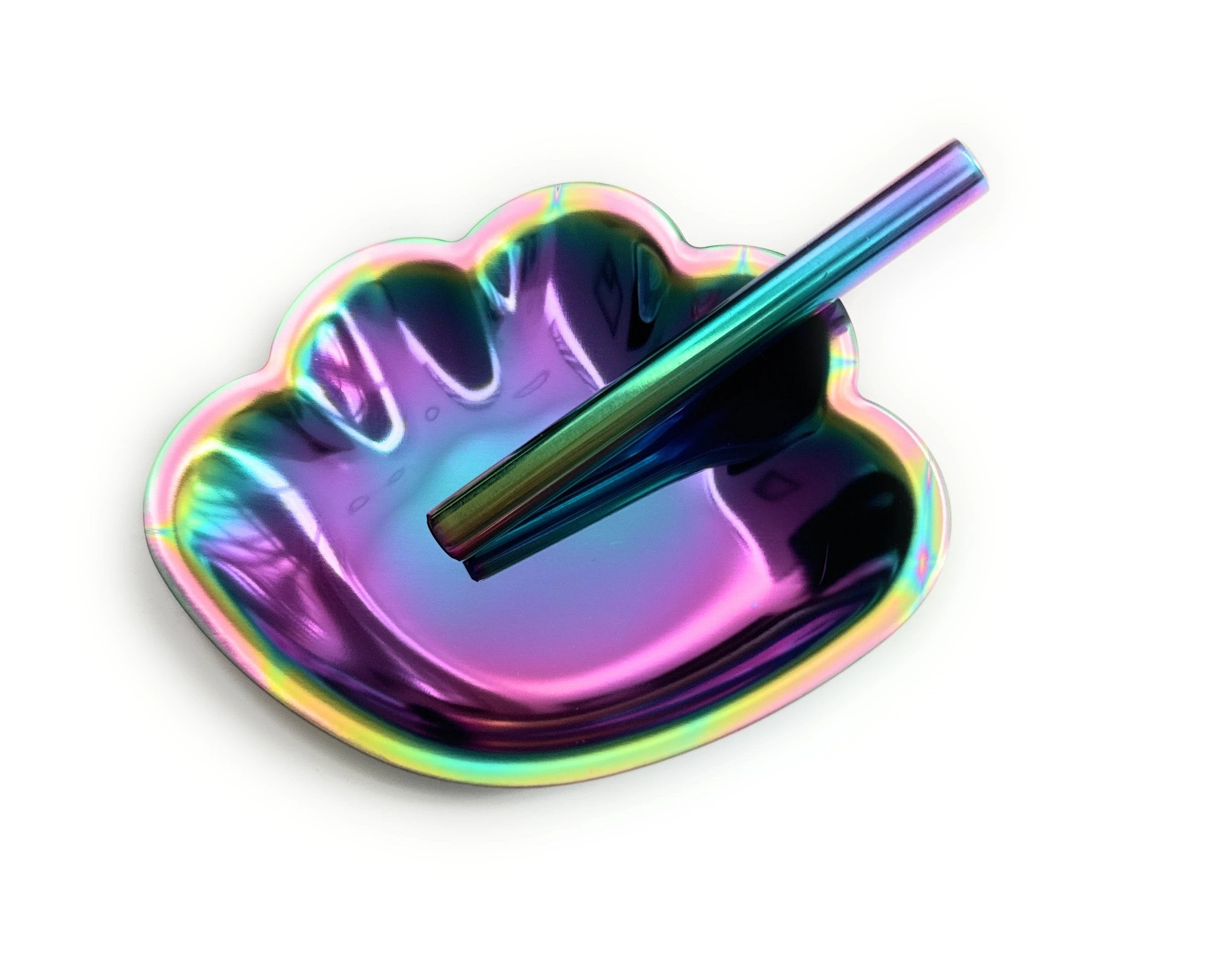 Muschel Regenbogen Metall Brettchen – Edle Ziehunterlage inkl. Röhrchen -  from DieBallerei