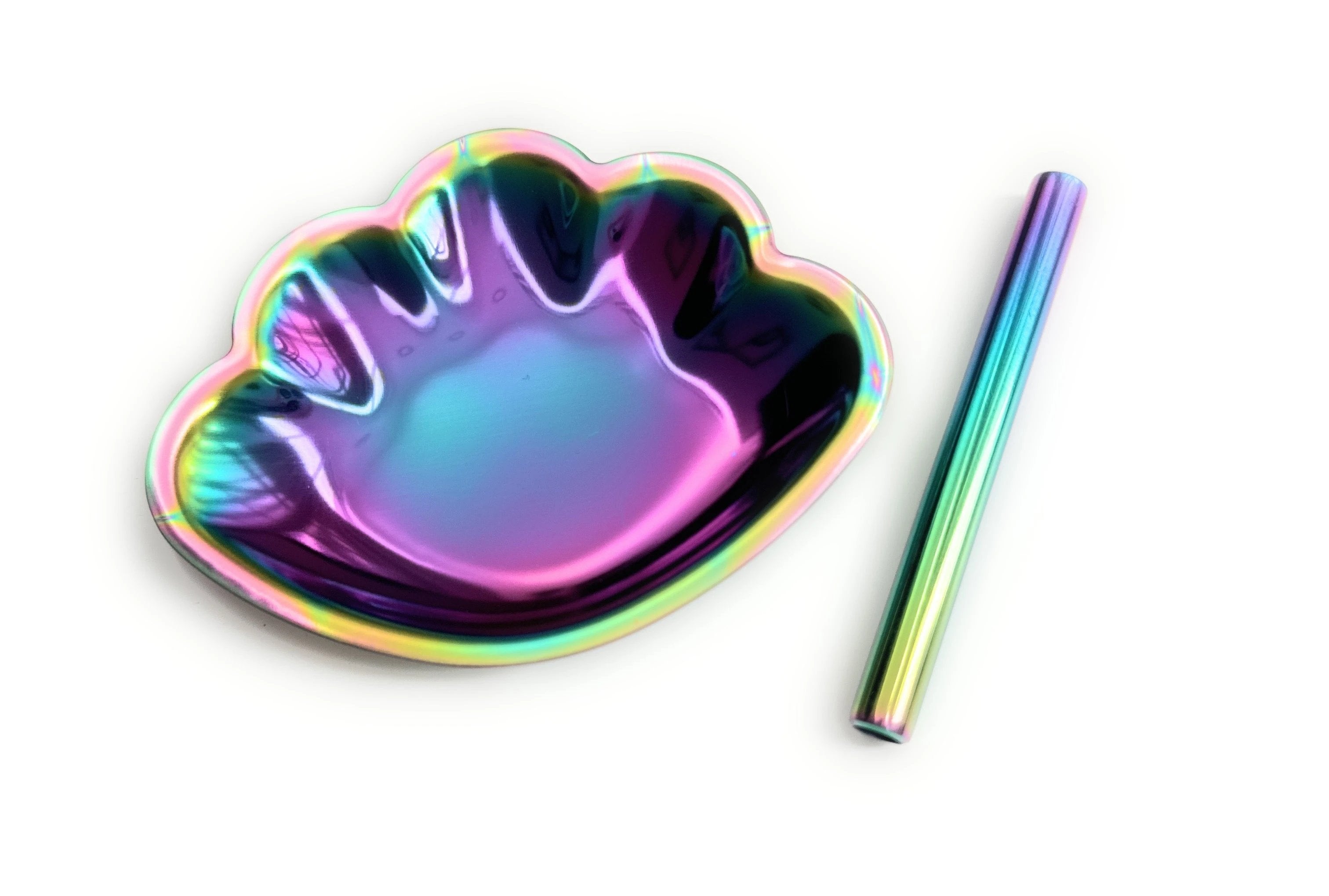 Muschel Regenbogen Metall Brettchen – Edle Ziehunterlage inkl. Röhrchen -  from DieBallerei