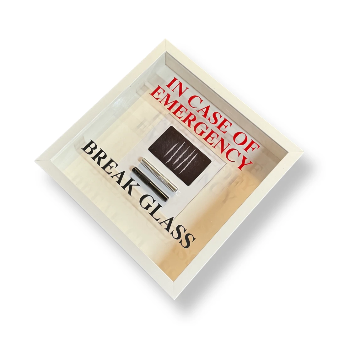 Wandschmuck "In Case of Emergency – Break Glass - Lines" Weißer Rahmen -  from DieBallerei
