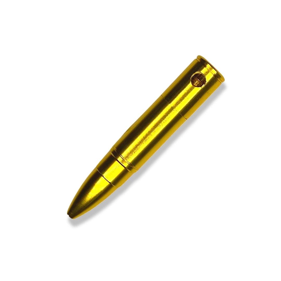 Goldene Pfeife aus Aluminium mit abnehmbarem Kopf in Patronenoptik - Smoking Pipe Patronenhülse -  from DieBallerei