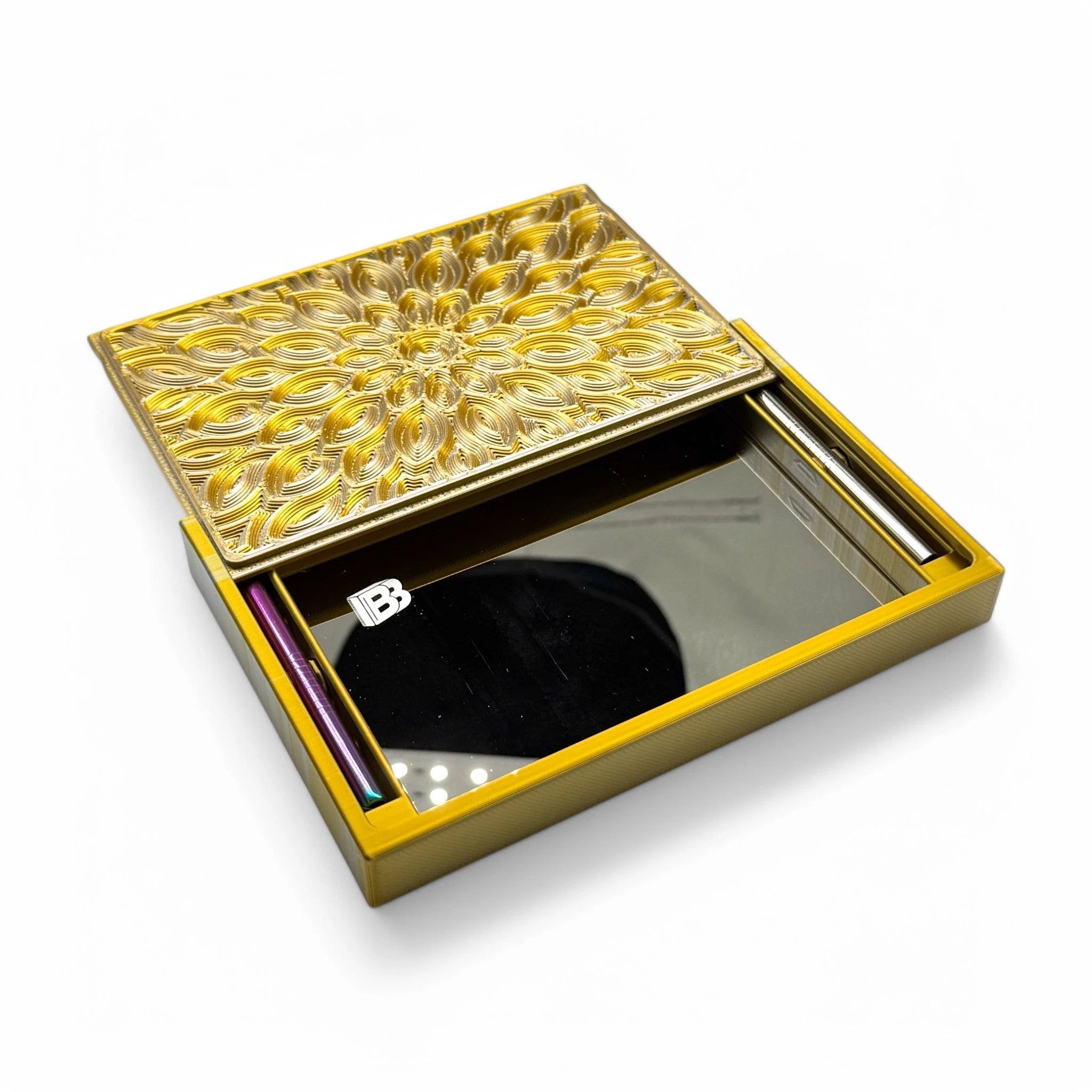 Baller-Box XL Infinity Blossom inkl. integriertem Spiegel, 2x Röhrchen und Hack-Karten Gold / Silber -  from DieBallerei