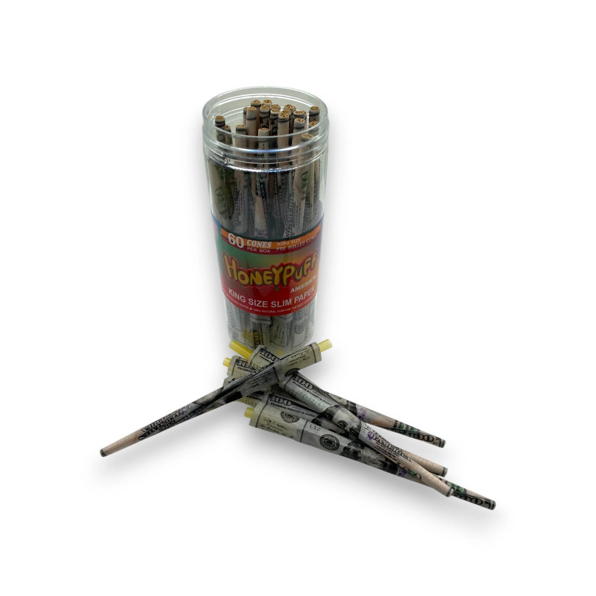 Honeypuff Pre-Rolled Cones – 60x Super King Size Slim Papers im 100-Dollar Look - Joint from DieBallerei