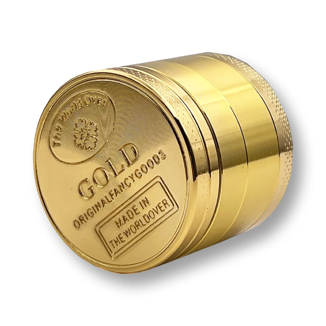 Goldener Aluminium Grinder (35mm x 40mm) – 4-teilig mit „Gold“-Prägung -  from DieBallerei