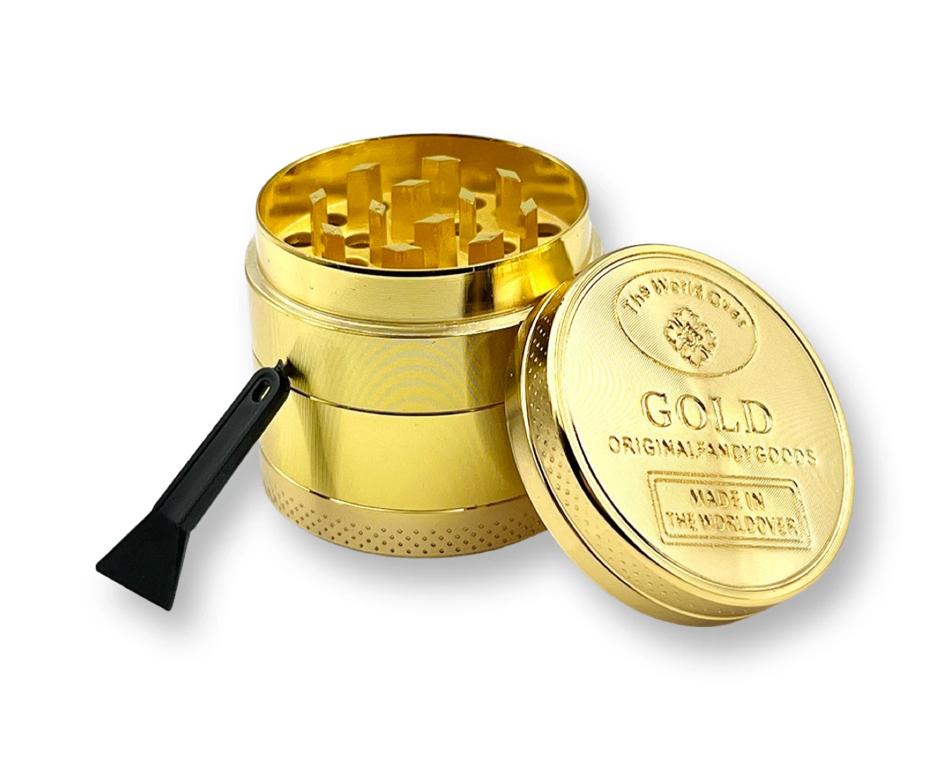 Goldener Aluminium Grinder (35mm x 40mm) – 4-teilig mit „Gold“-Prägung -  from DieBallerei