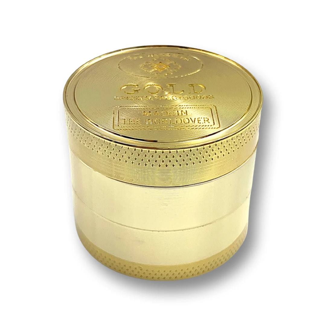 Goldener Aluminium Grinder (35mm x 40mm) – 4-teilig mit „Gold“-Prägung -  from DieBallerei