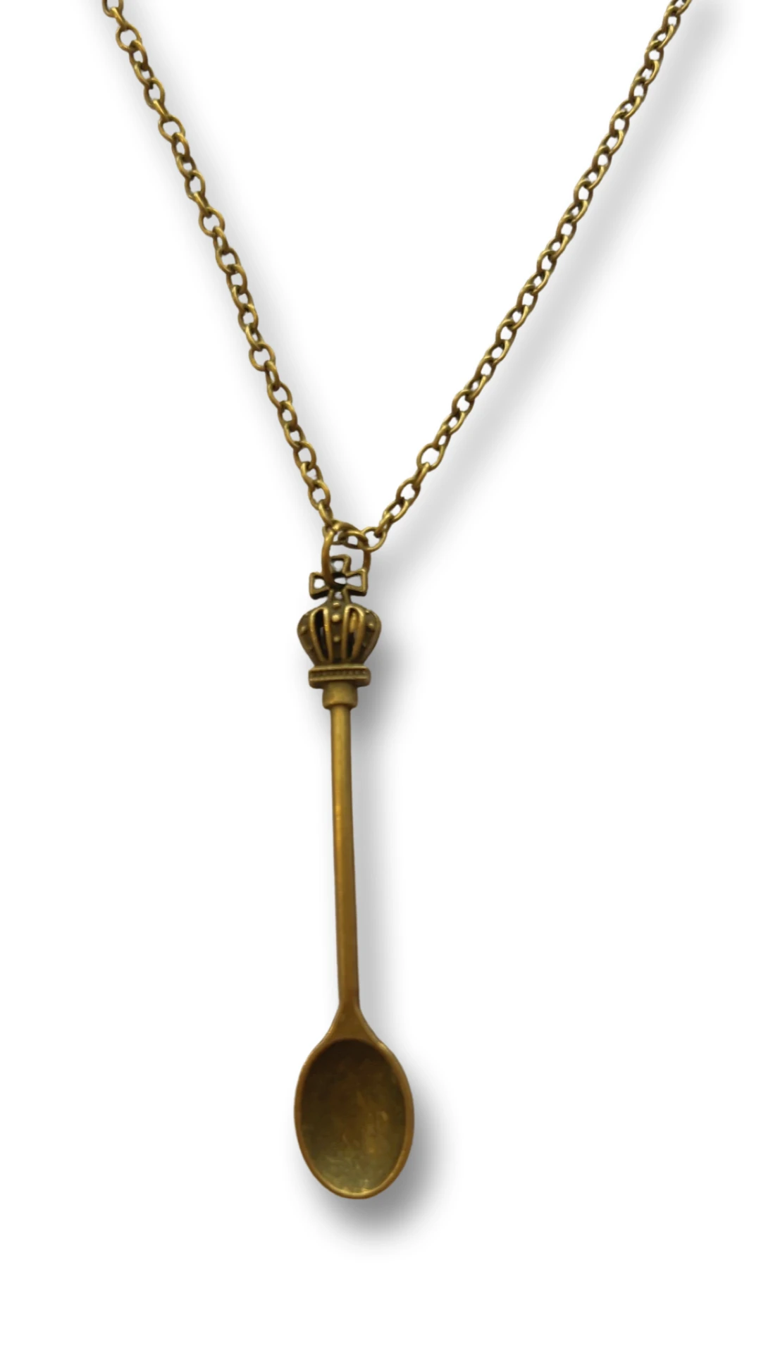 Mini-Löffel Anhänger mit Krone & 45 cm Messing-Halskette -  from DieBallerei