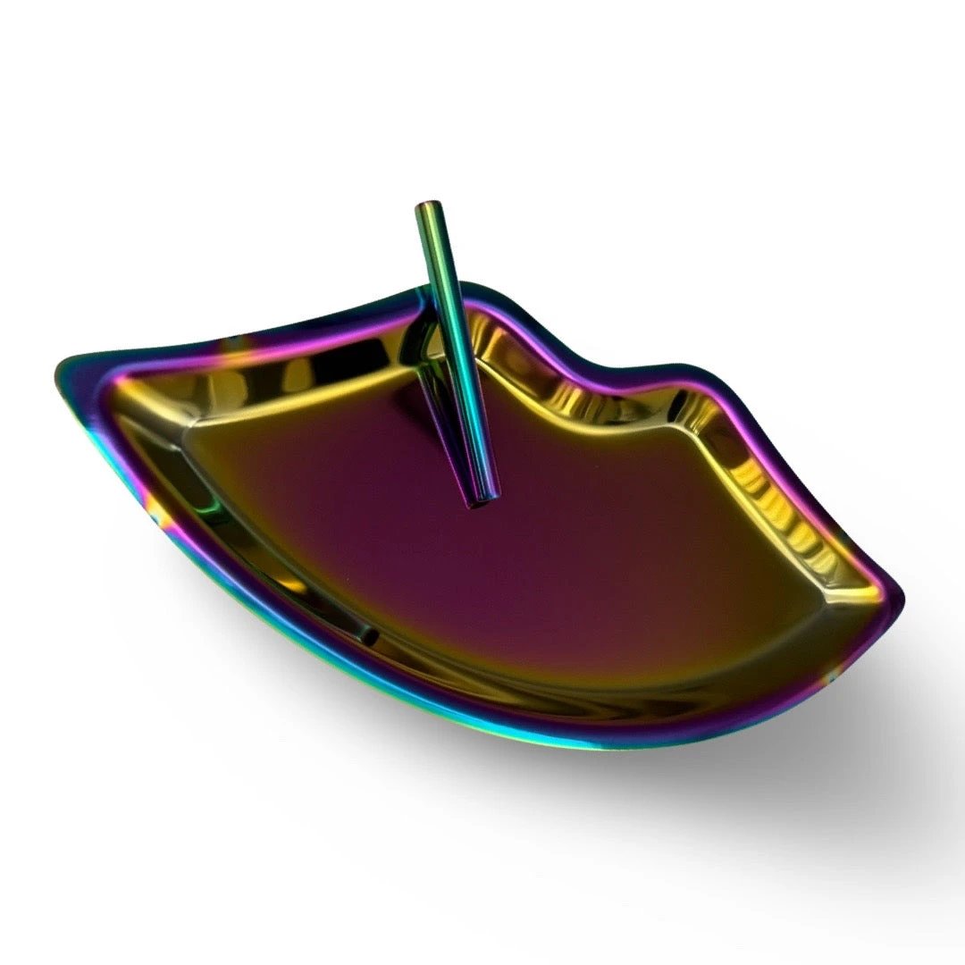 Set „Regenbogen Smile“ – Metall Zieh-Unterlage in Lippenform + Röhrchen -  from DieBallerei