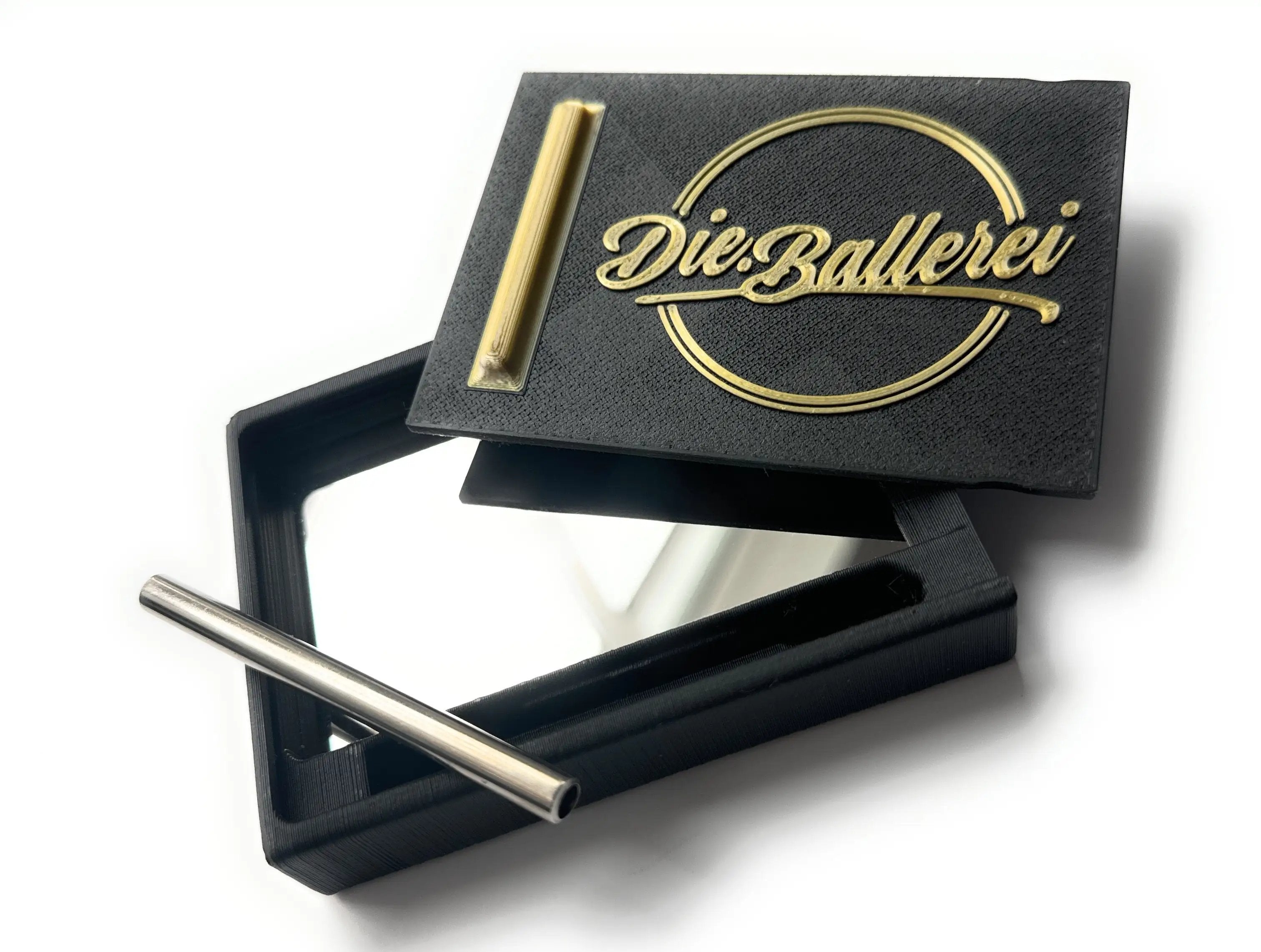 Die Ballerei Baller-Box – Schwarz/Gold mit Spiegel, Röhrchen & Hack-Karten -  from DieBallerei
