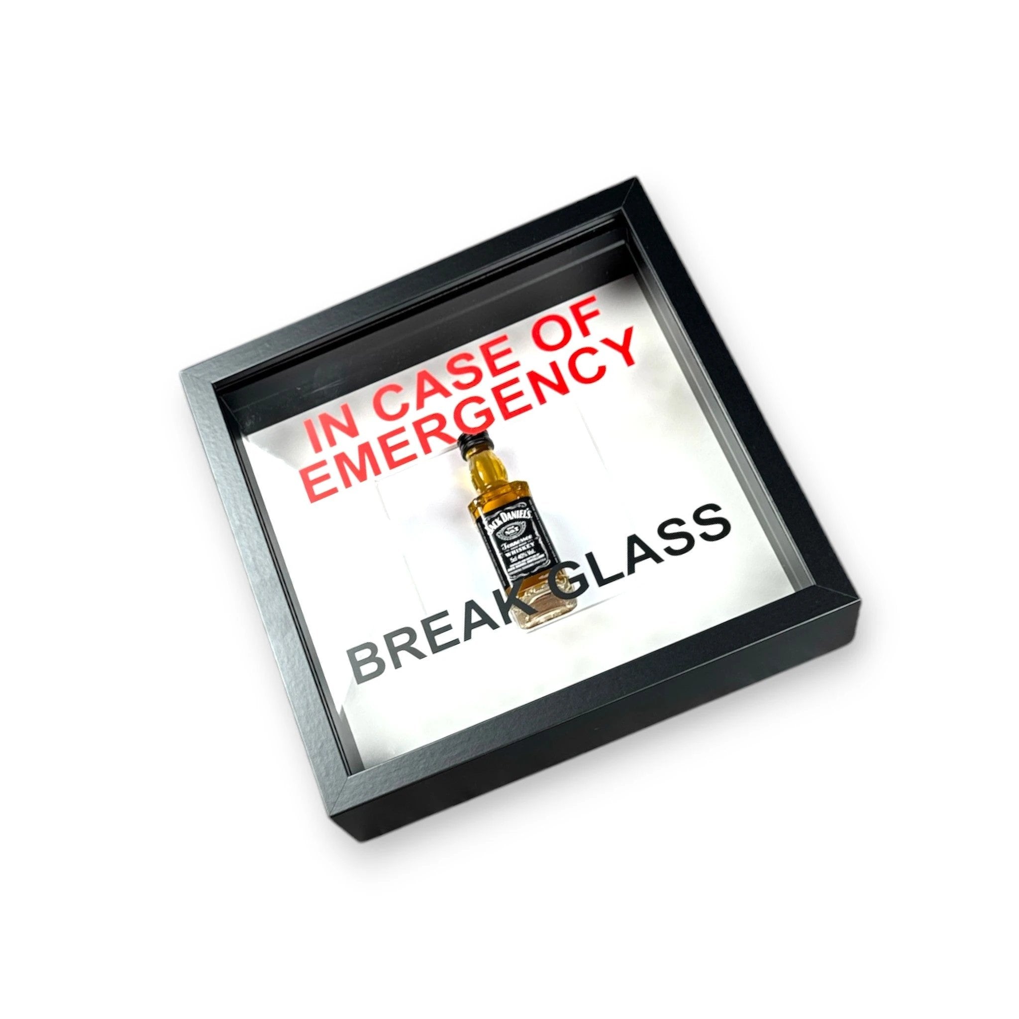 In Case of Emergency Break Glass – Wandbild mit Jack Daniels im weißen Rahmen -  from DieBallerei
