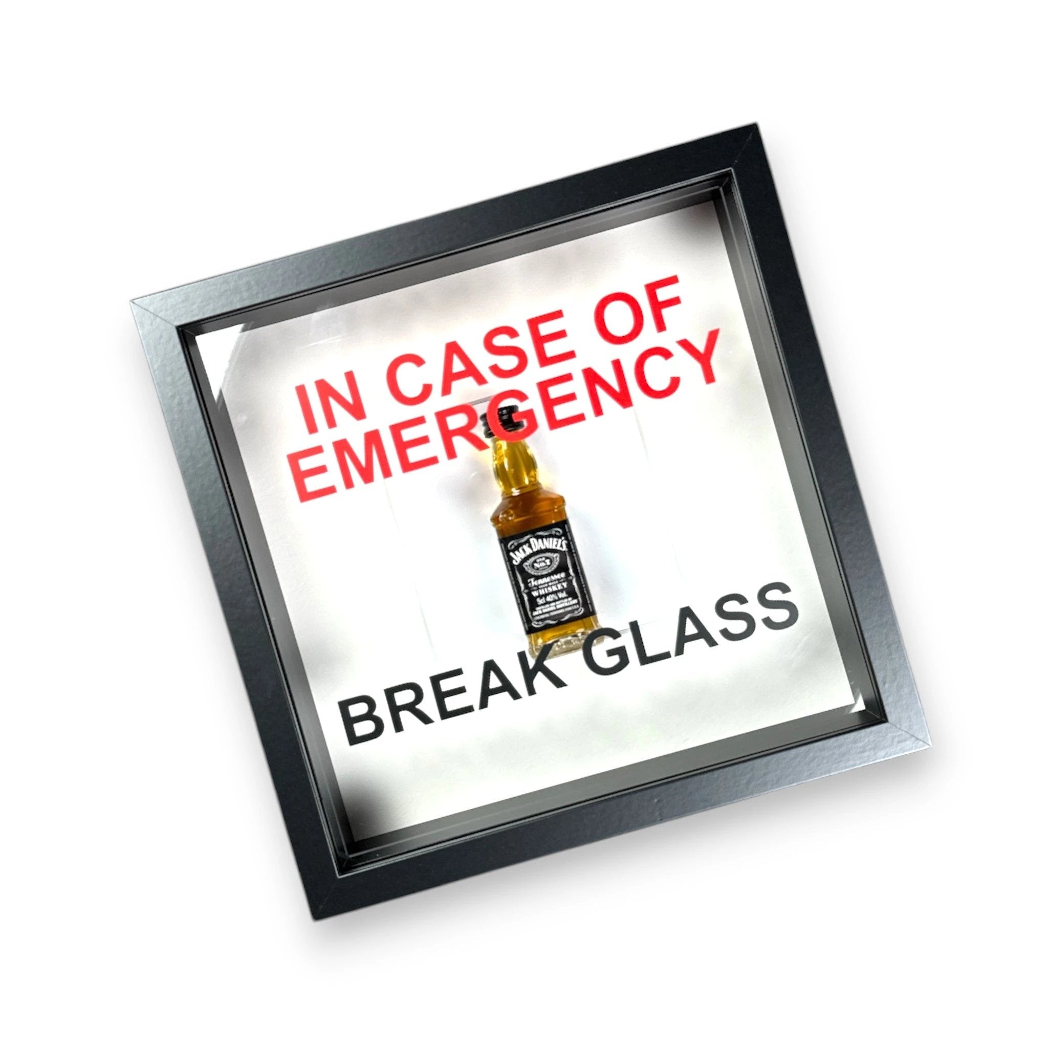 In Case of Emergency Break Glass – Wandbild mit Jack Daniels im weißen Rahmen -  from DieBallerei