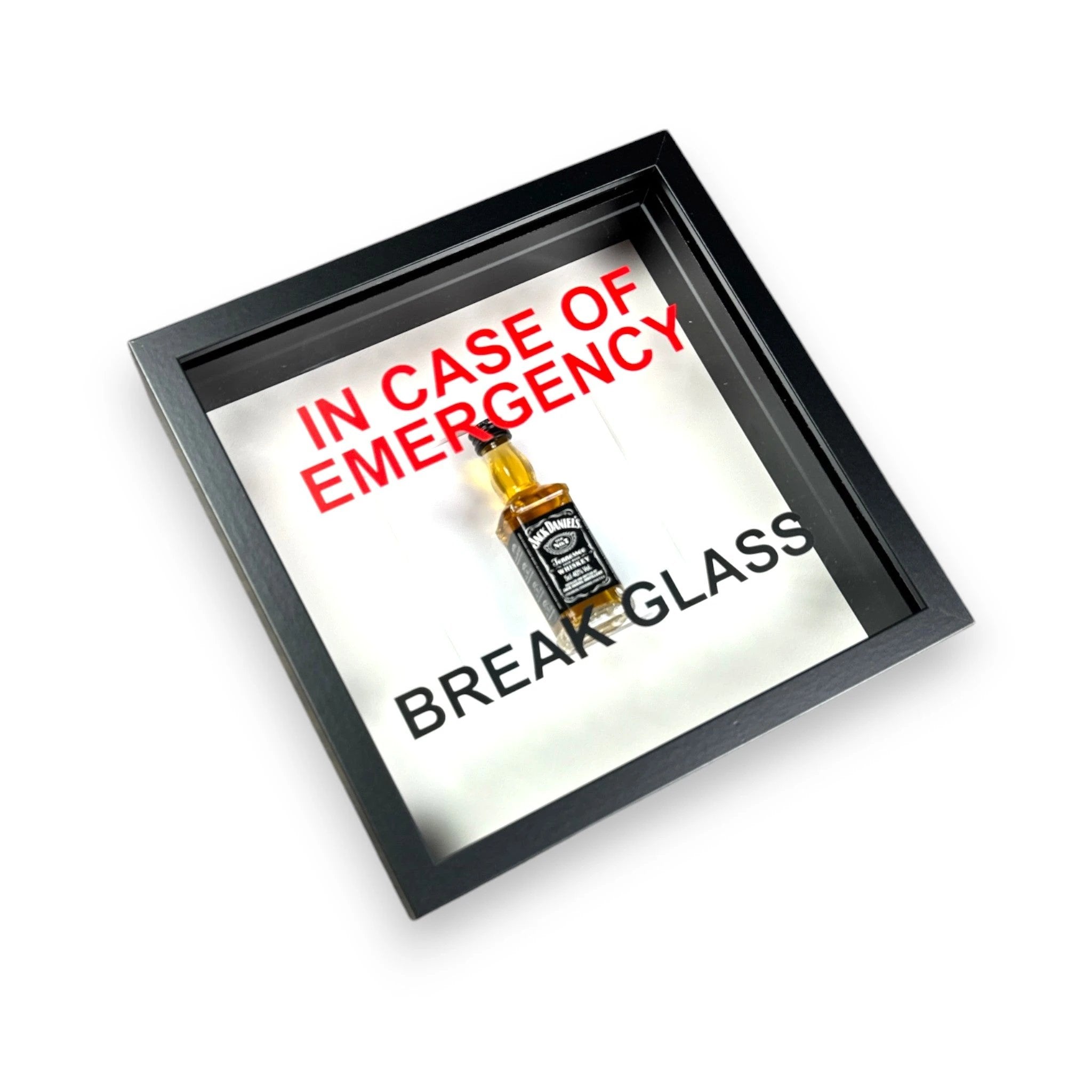 In Case of Emergency Break Glass – Wandbild mit Jack Daniels im weißen Rahmen -  from DieBallerei