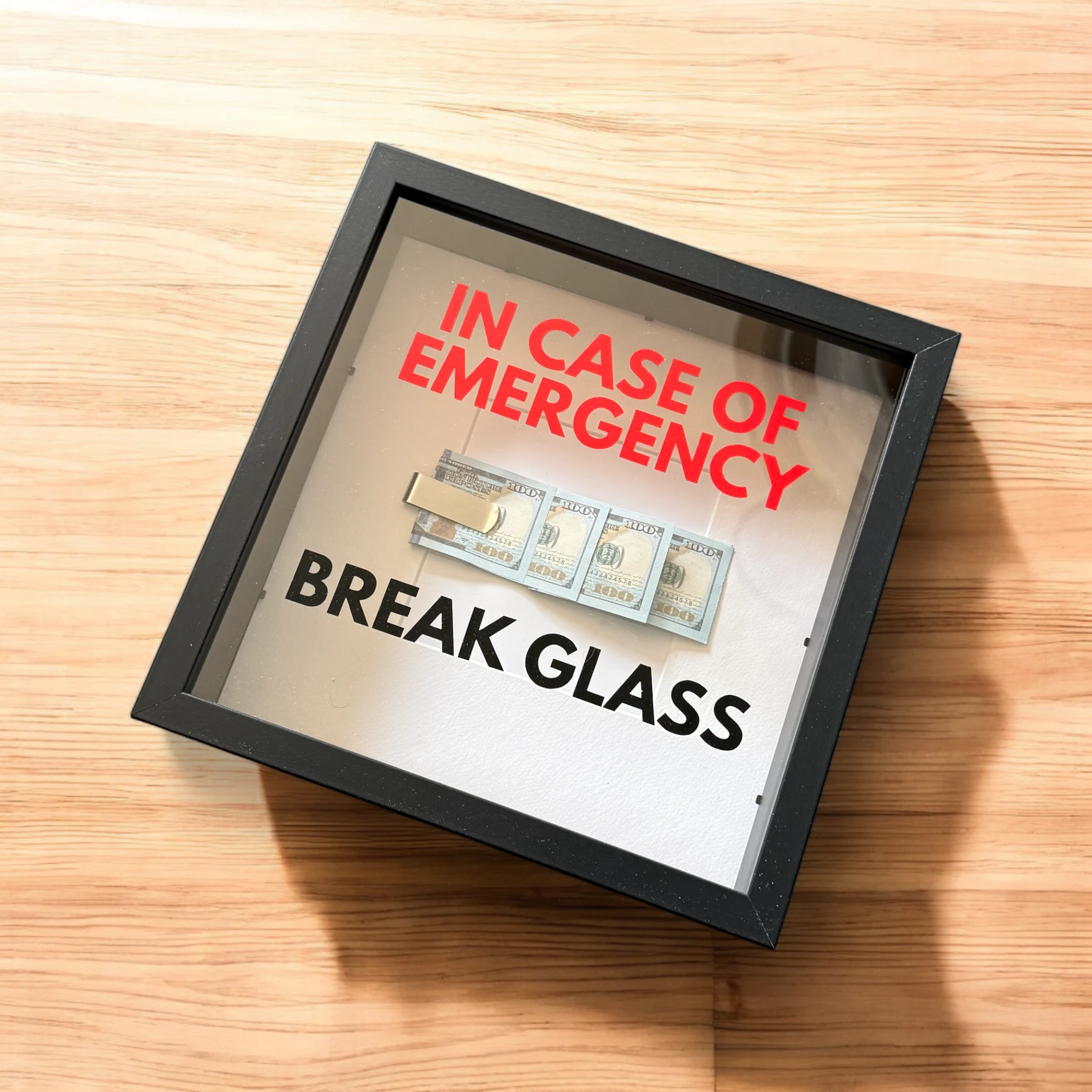 In Case of Emergency Break Glass – Wandbild mit DOLLAR-Scheinen V2 in schwarz -  from DieBallerei