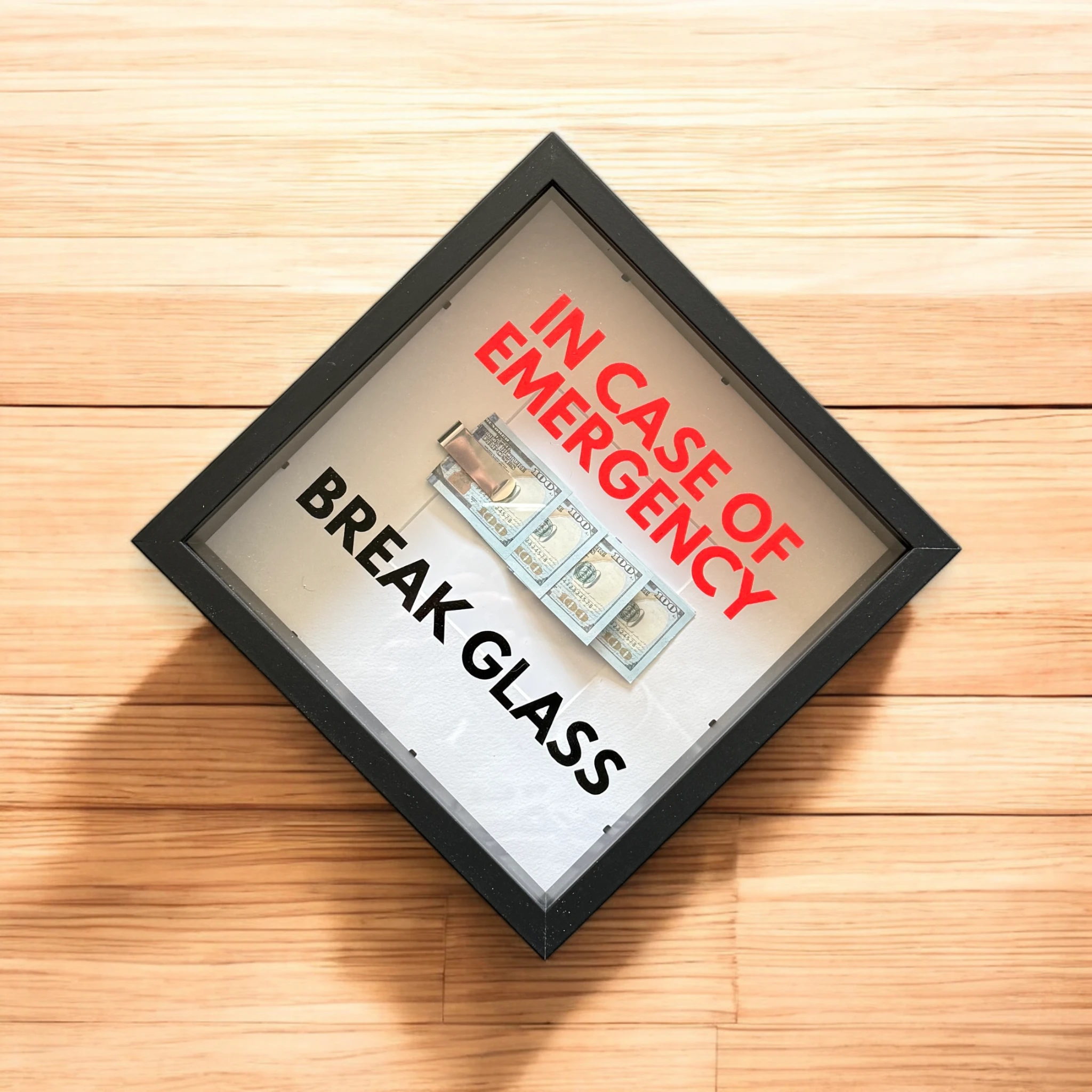 In Case of Emergency Break Glass – Wandbild mit DOLLAR-Scheinen V2 in schwarz -  from DieBallerei