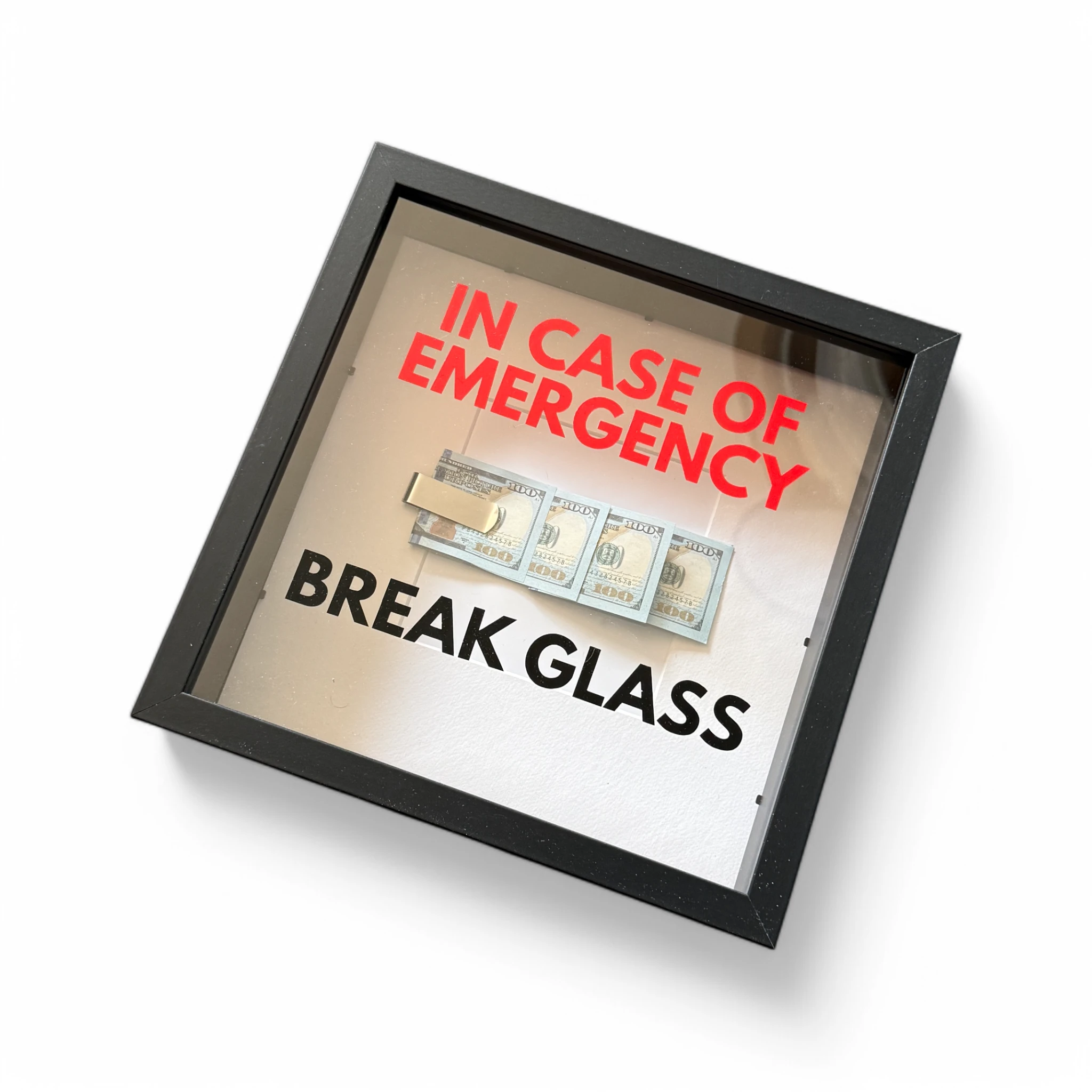 In Case of Emergency Break Glass – Wandbild mit DOLLAR-Scheinen V2 in schwarz -  from DieBallerei
