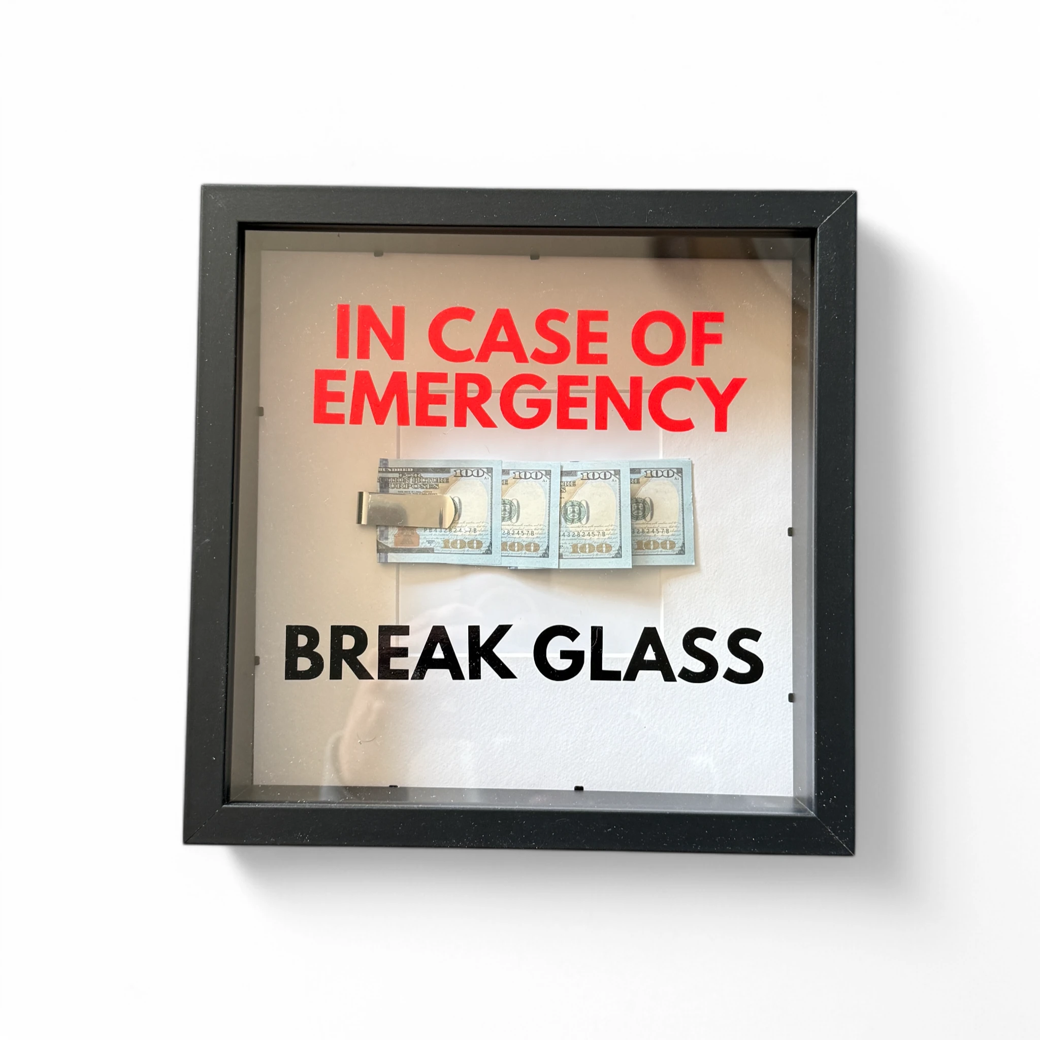 In Case of Emergency Break Glass – Wandbild mit DOLLAR-Scheinen V2 in schwarz -  from DieBallerei