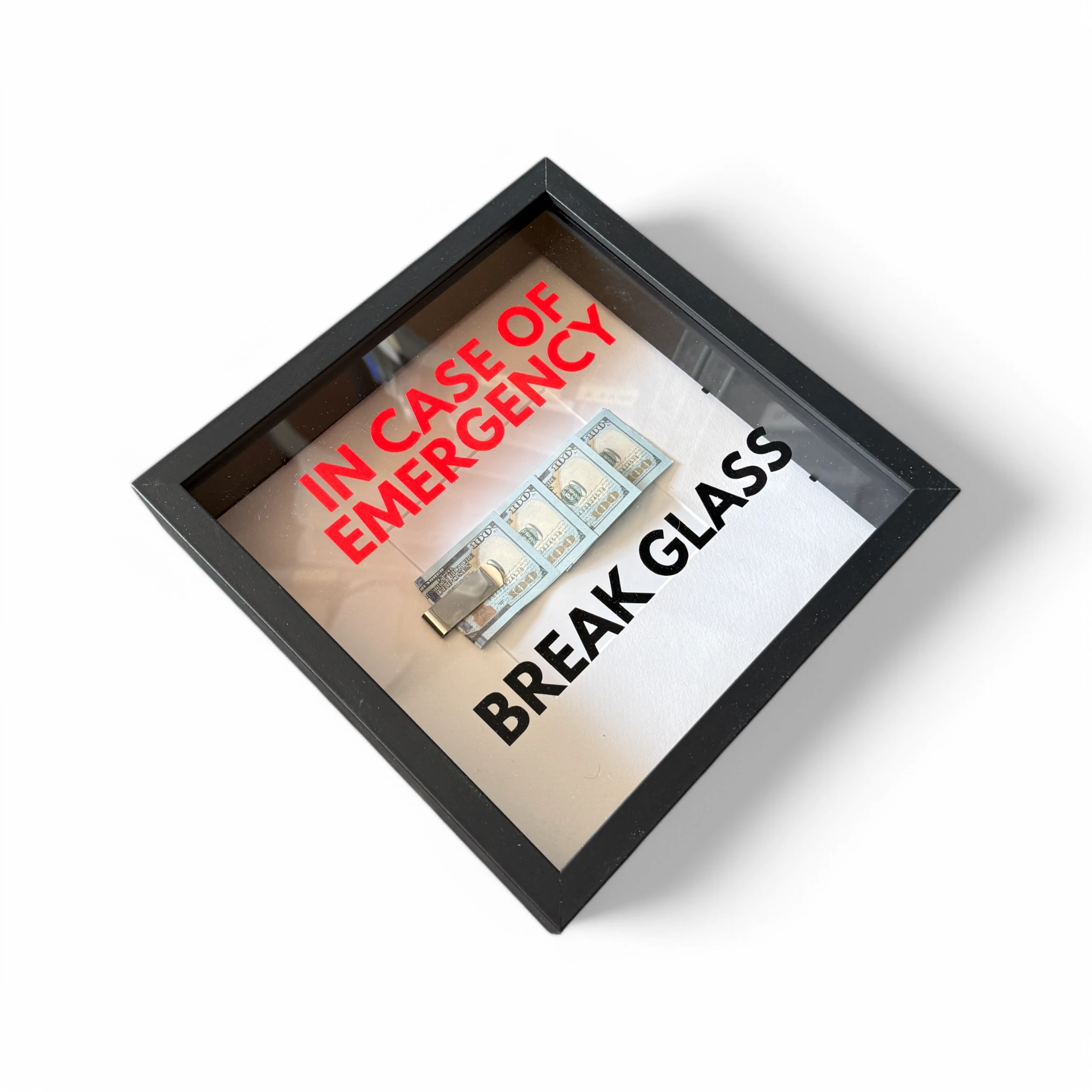 In Case of Emergency Break Glass – Wandbild mit DOLLAR-Scheinen V2 in schwarz -  from DieBallerei