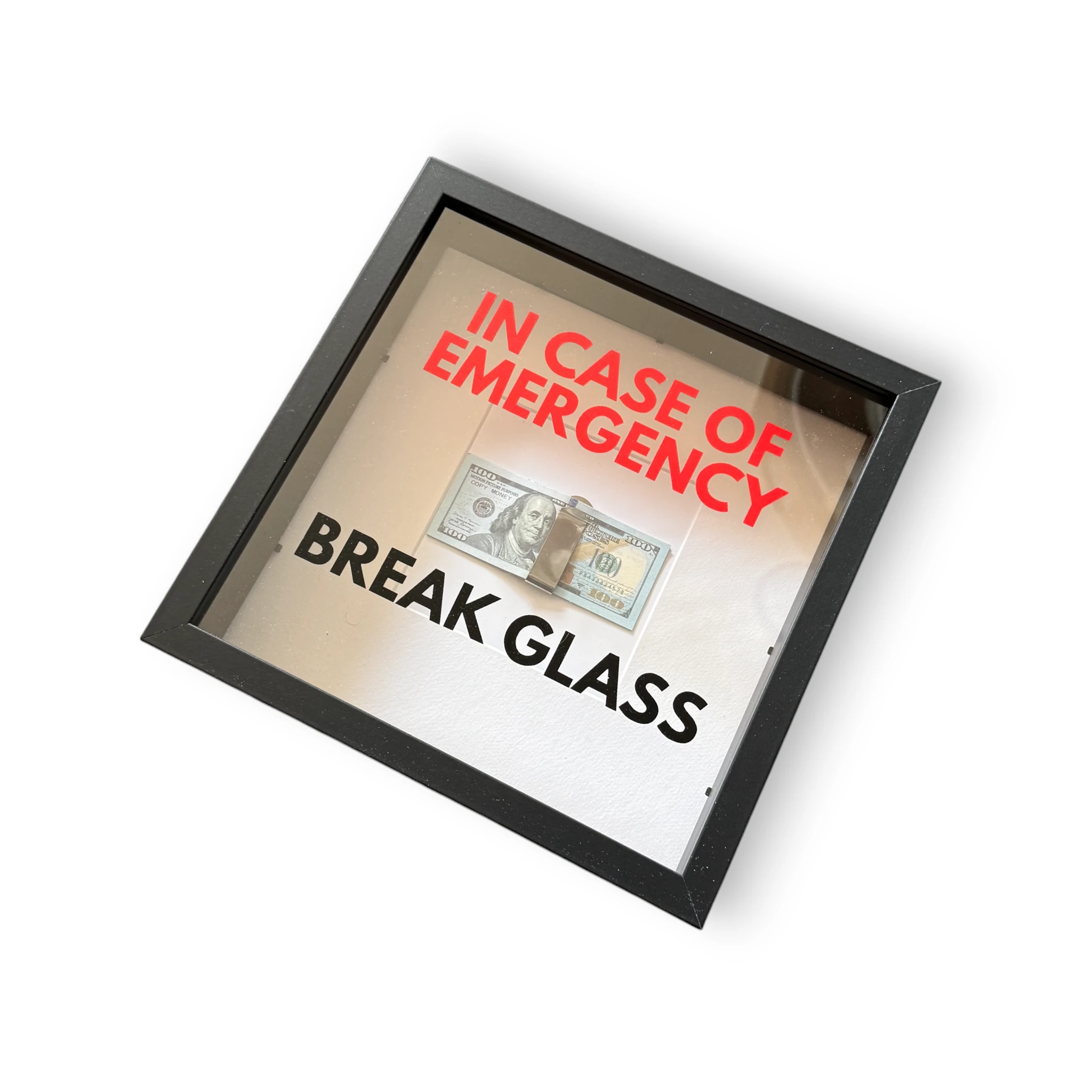 In Case of Emergency Break Glass – Wandbild mit DOLLAR-Scheinen V3 in schwarz -  from DieBallerei