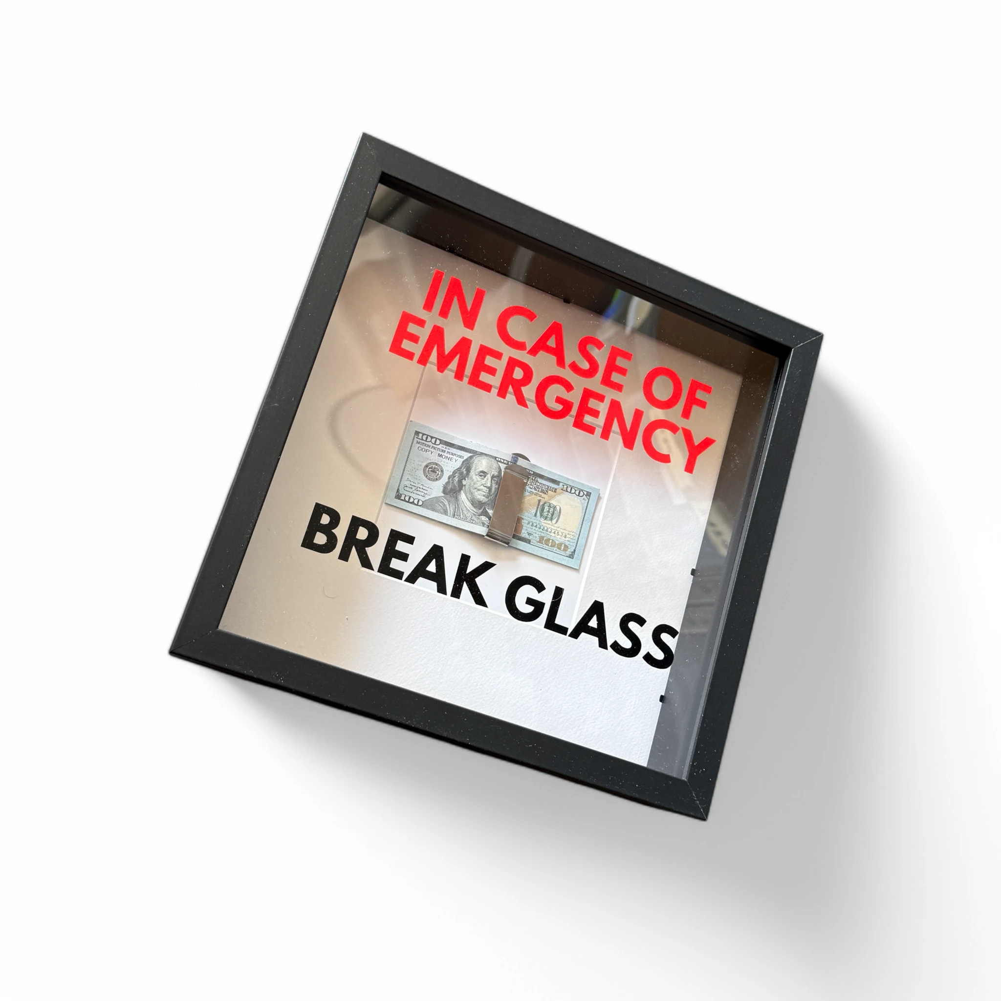 In Case of Emergency Break Glass – Wandbild mit DOLLAR-Scheinen V3 in schwarz -  from DieBallerei