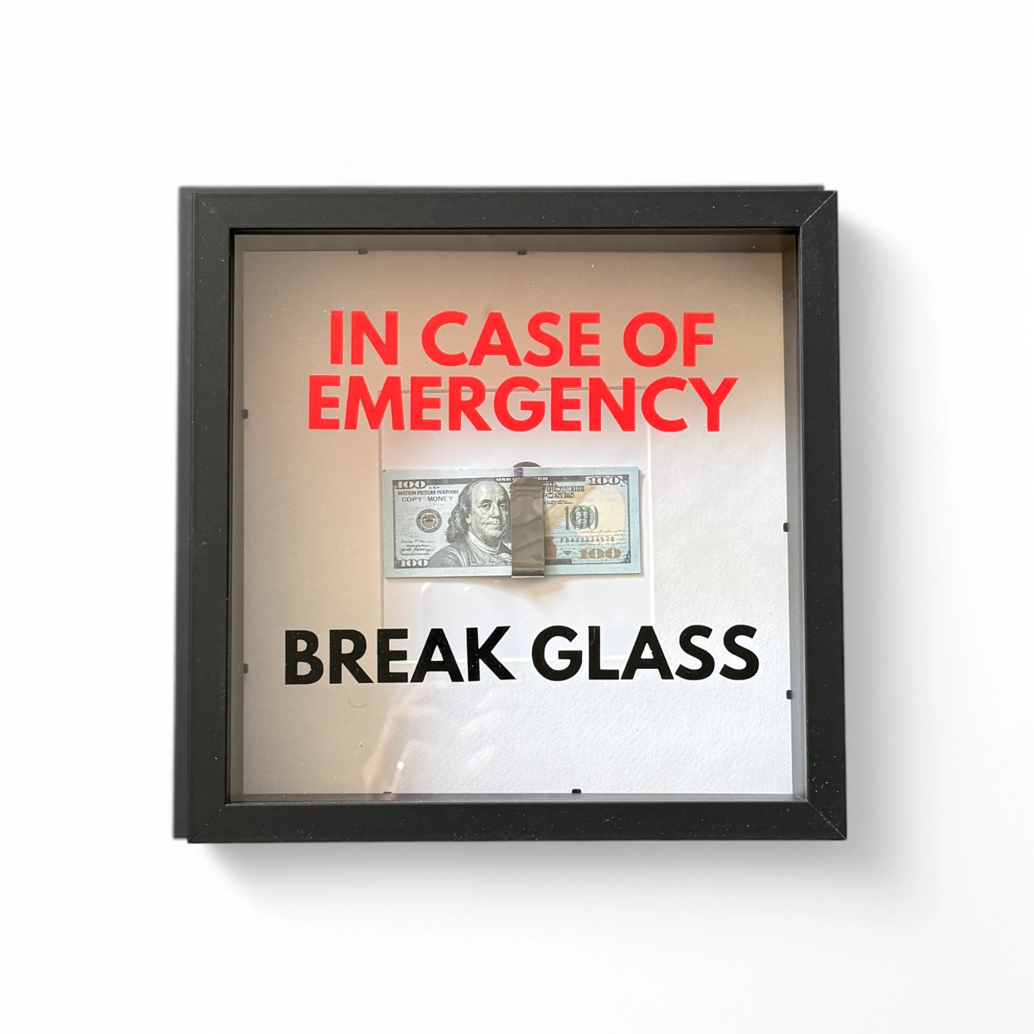 In Case of Emergency Break Glass – Wandbild mit DOLLAR-Scheinen V3 in schwarz -  from DieBallerei