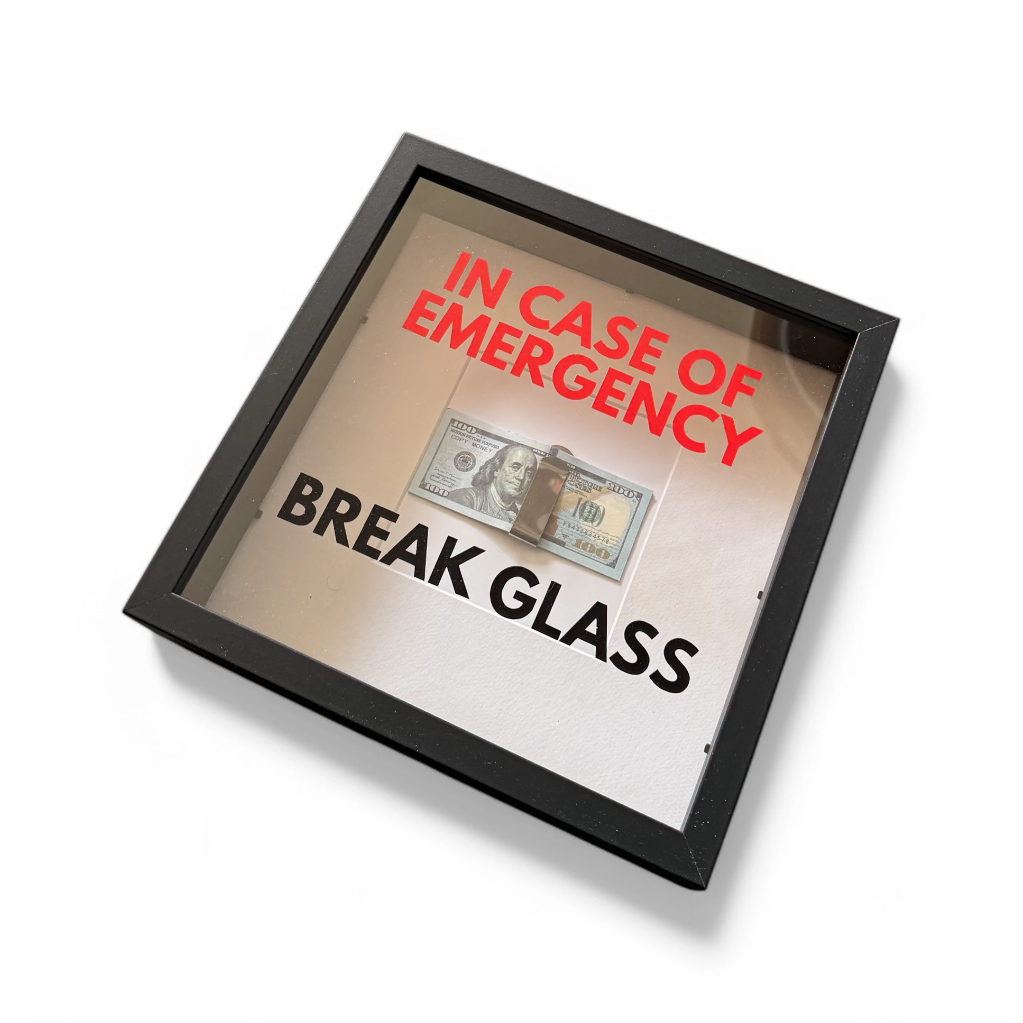 In Case of Emergency Break Glass – Wandbild mit DOLLAR-Scheinen V3 in schwarz -  from DieBallerei
