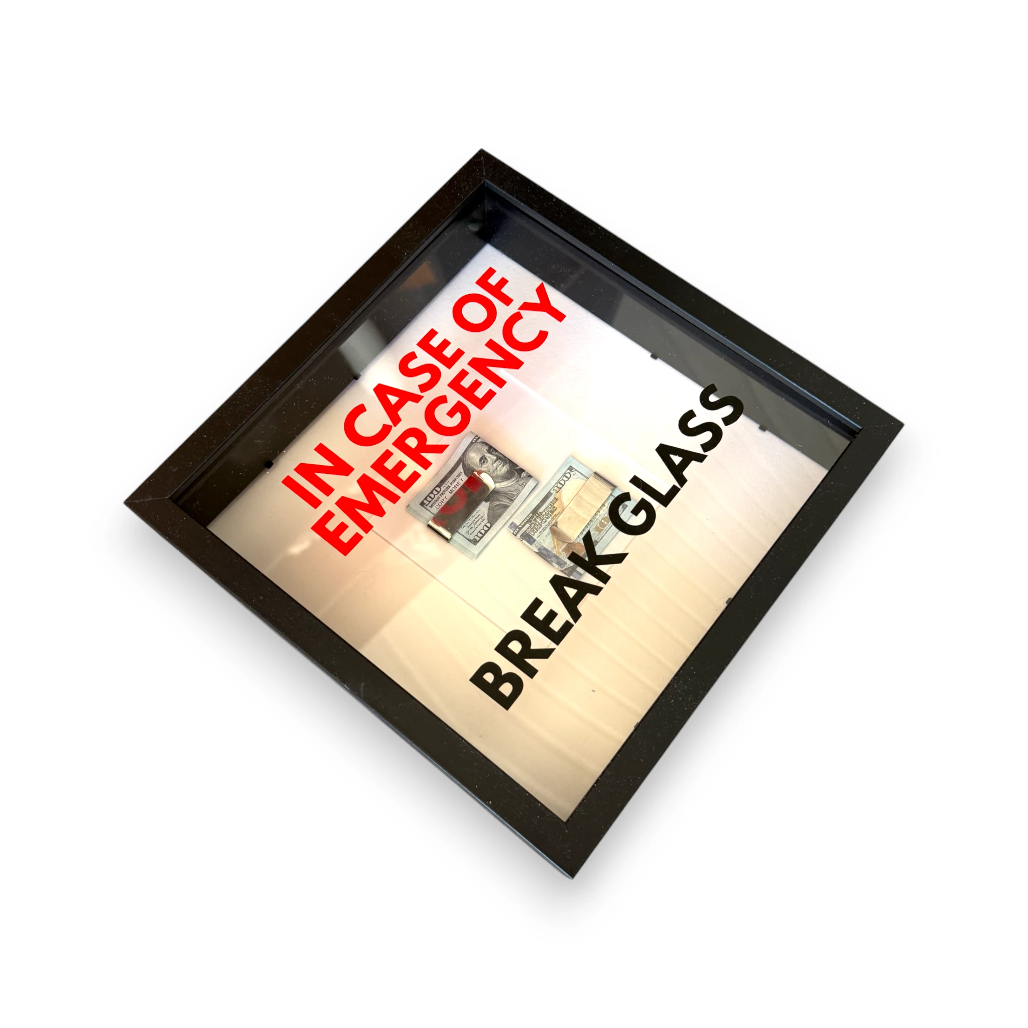 In Case of Emergency Break Glass – Wandbild mit DOLLAR-Scheinen in schwarz -  from DieBallerei