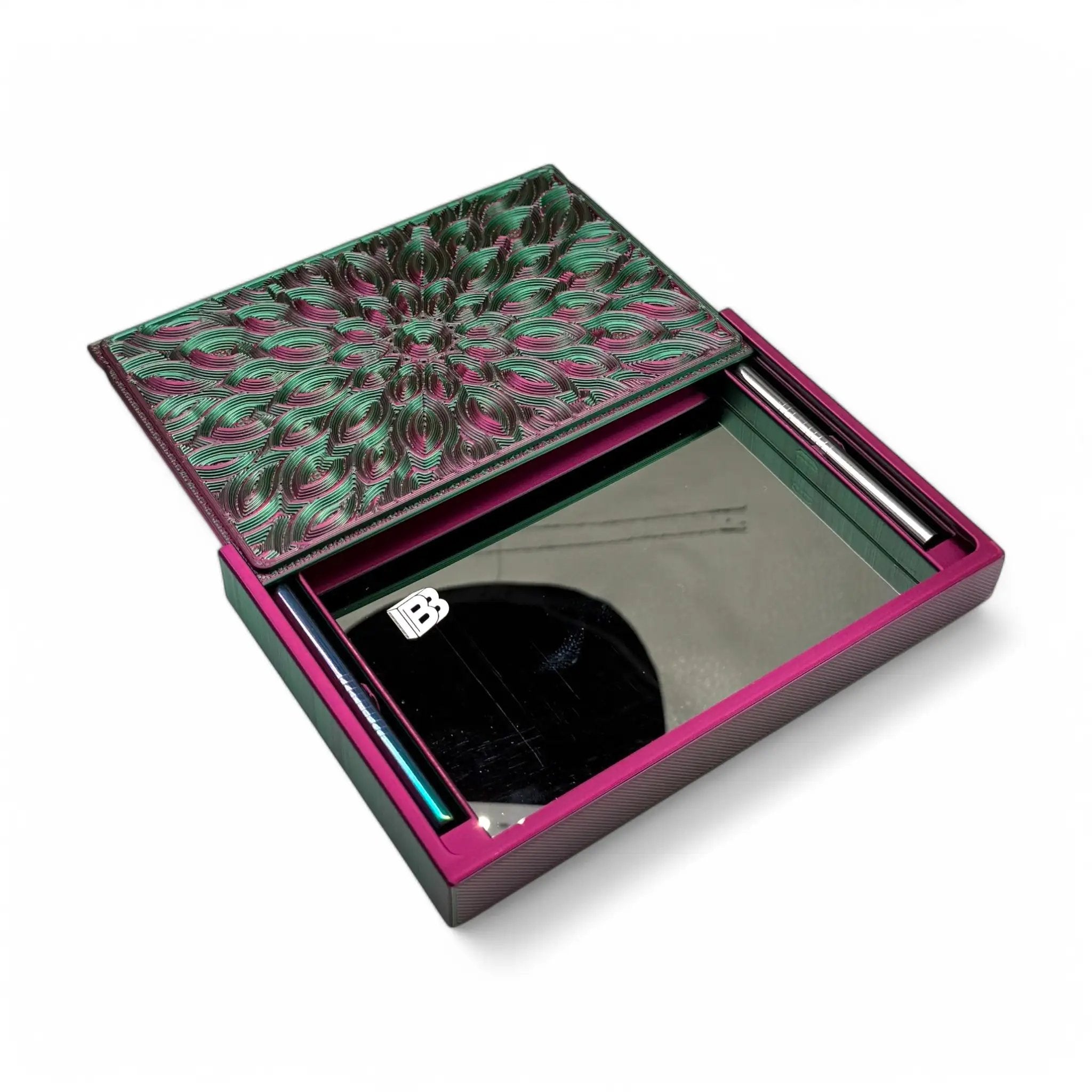 Baller-Box XL Infinity Blossom inkl. integriertem Spiegel, 2x Röhrchen und Hack-Karten Rot / Grün -  from DieBallerei
